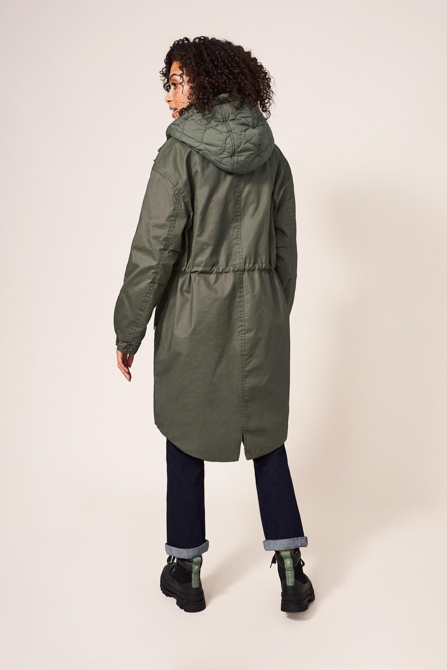 RILEY COATED COTTON PARKA KHAKI GREEN 1