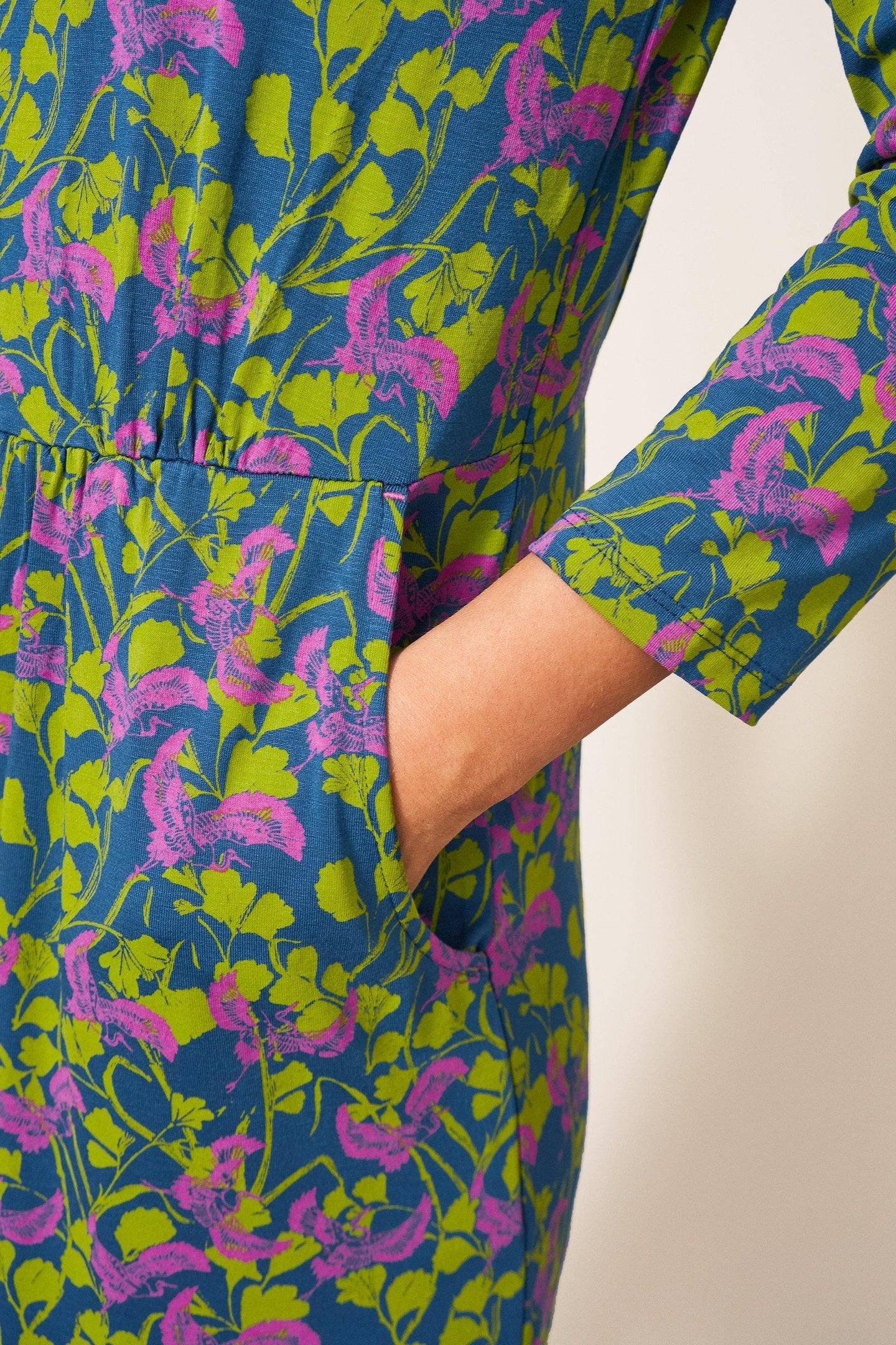 TALIA JERSEY DRESS TEAL MULTI 4