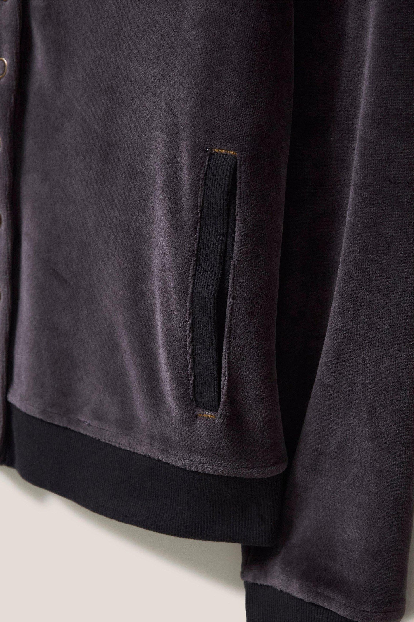 VELOUR BUTTON THROUGH CHARCOAL GREY 3