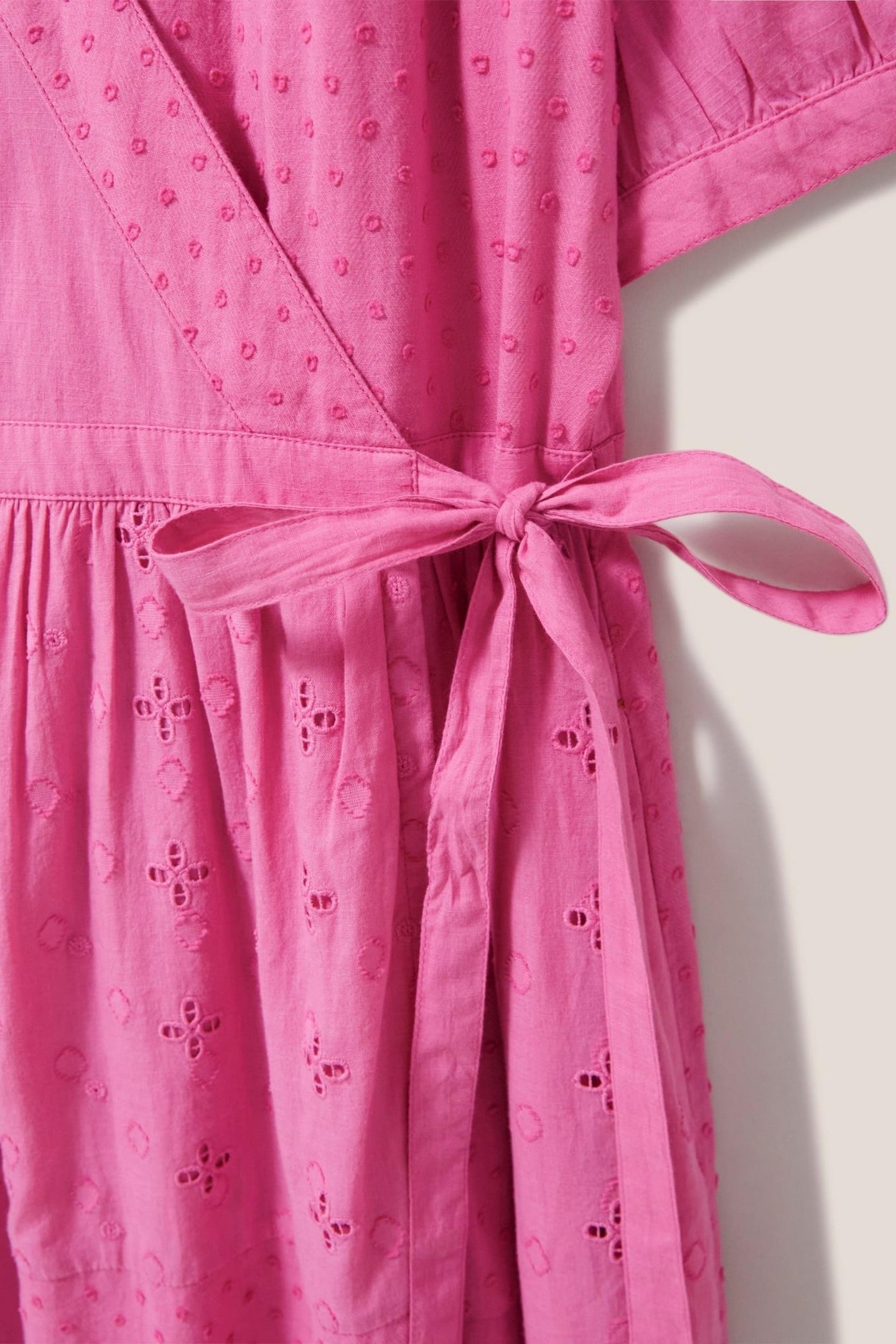 PATCHWORK BRODERIE MIDI DRESS BRIGHT PINK 4