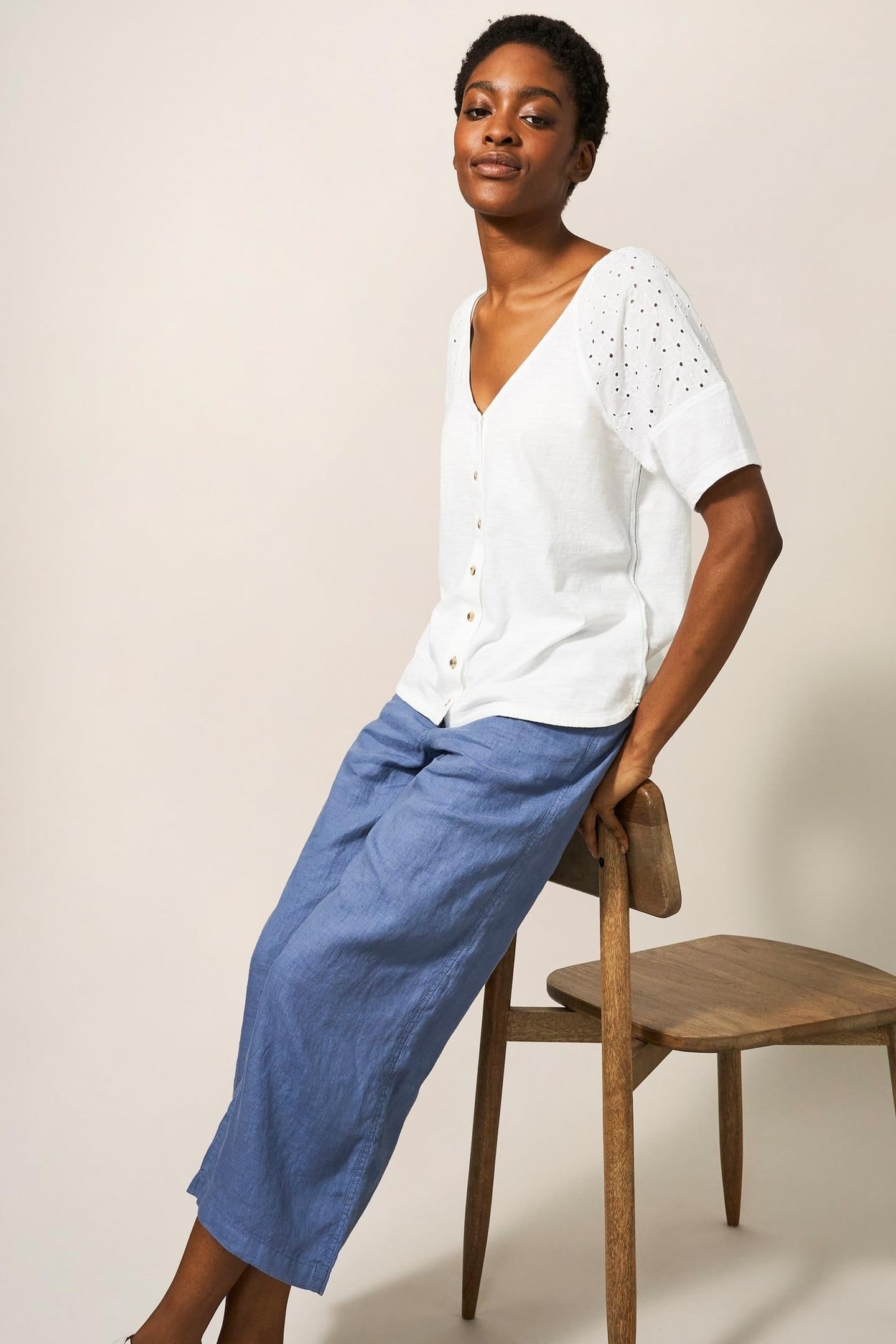 HARPER LINEN TROUSER MID BLUE 2