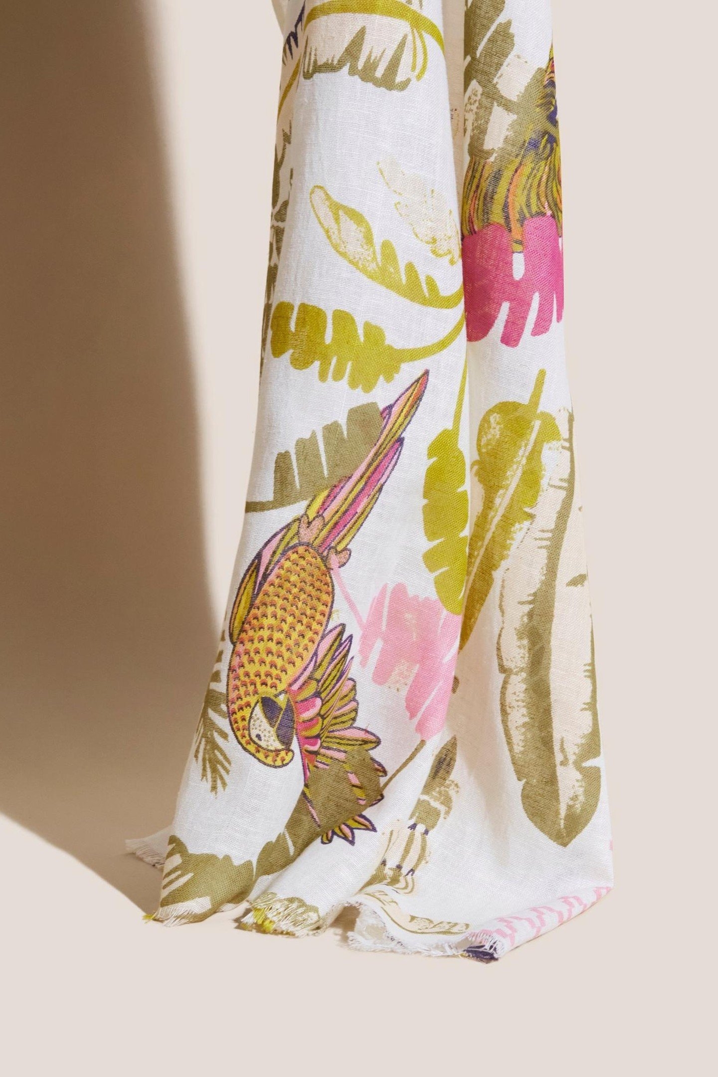 TROPICAL PRINTED COTTON SCARF WHITE MULTI 6