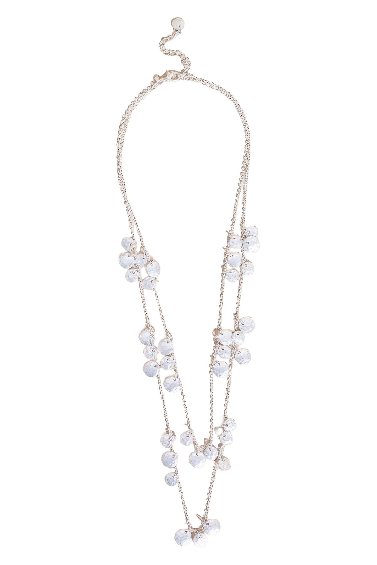 TWO ROW MINI DISC NECKLACE SILVER TONE METALLIC 1