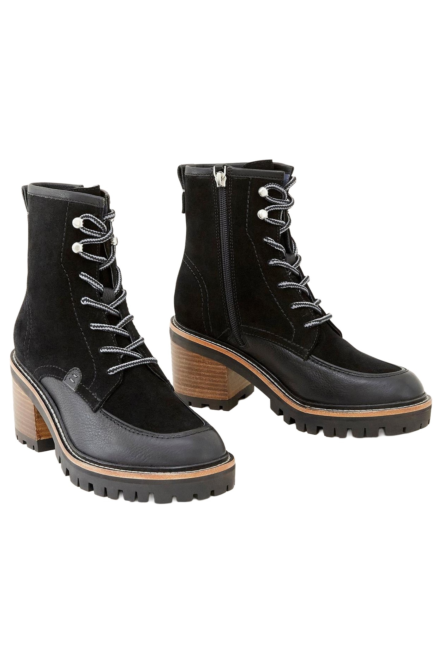 MID HEEL SUEDE LACE UP BOOT PURE BLACK 2