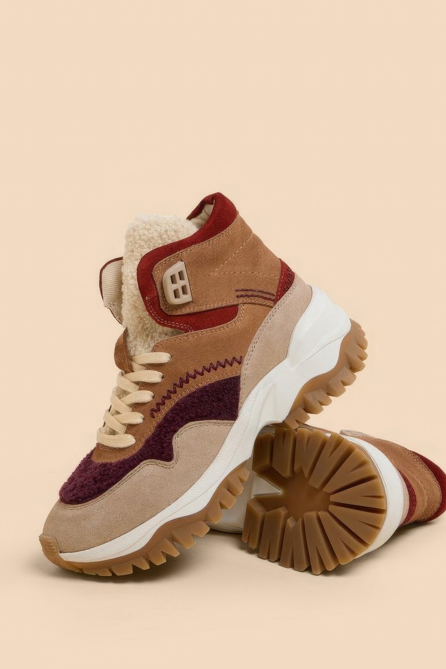 CHUNKY SUEDE HI-TOP TRAINER TAN MULTI 4