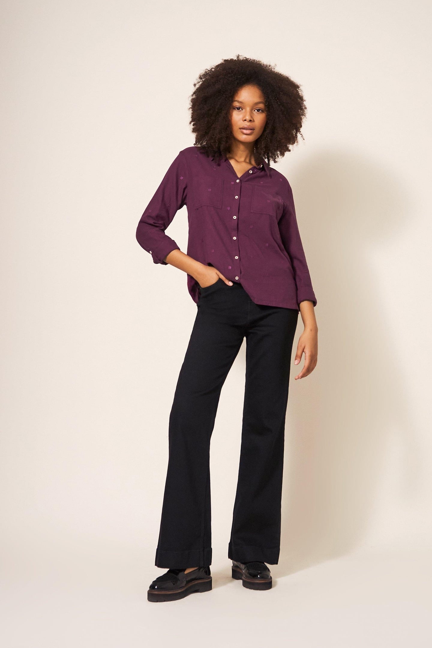 SOPHIE ORGANIC COTTON SHIRT DARK PLUM 6