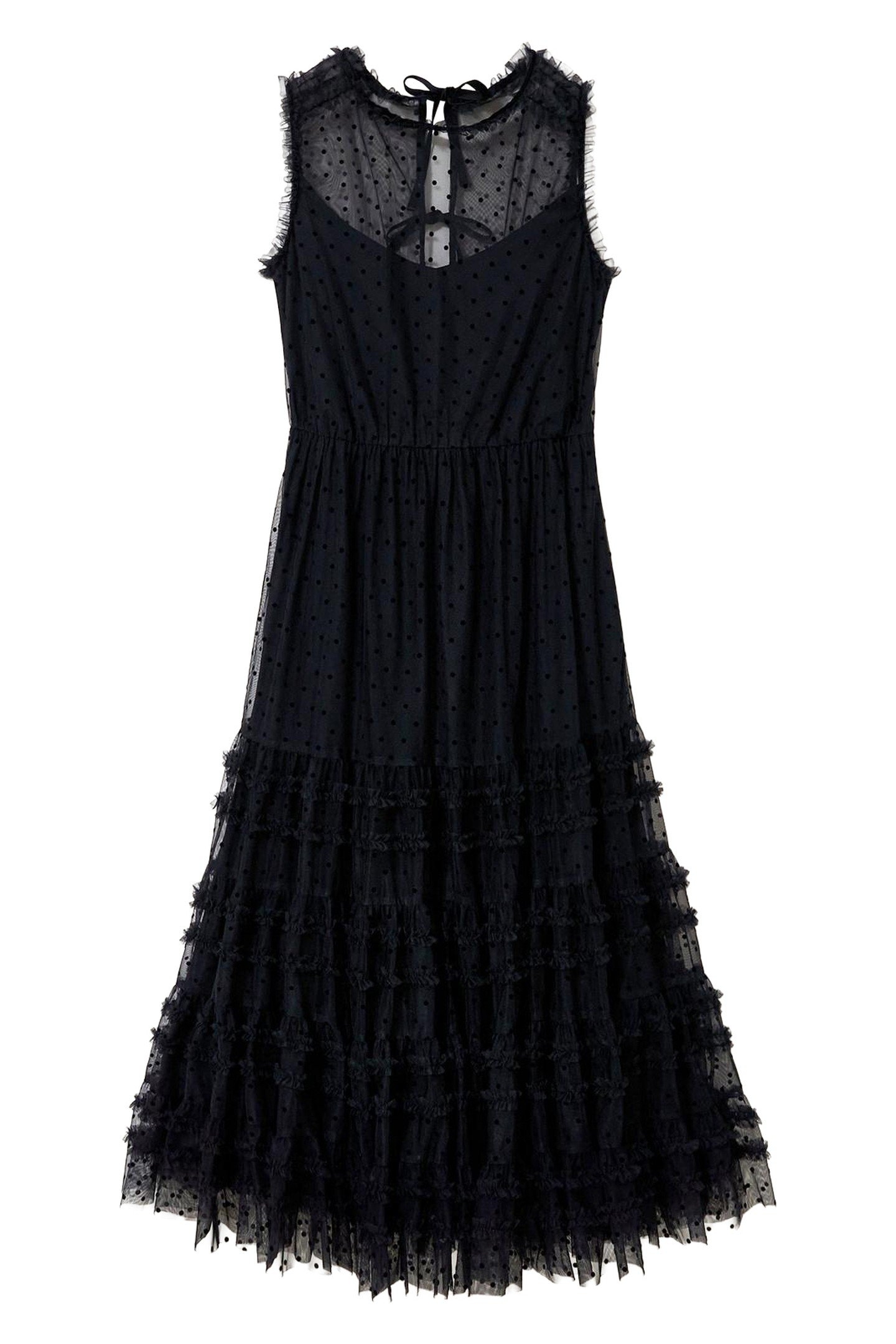 HIRAL FLOCK SPOT TULLE DRESS PURE BLACK 3