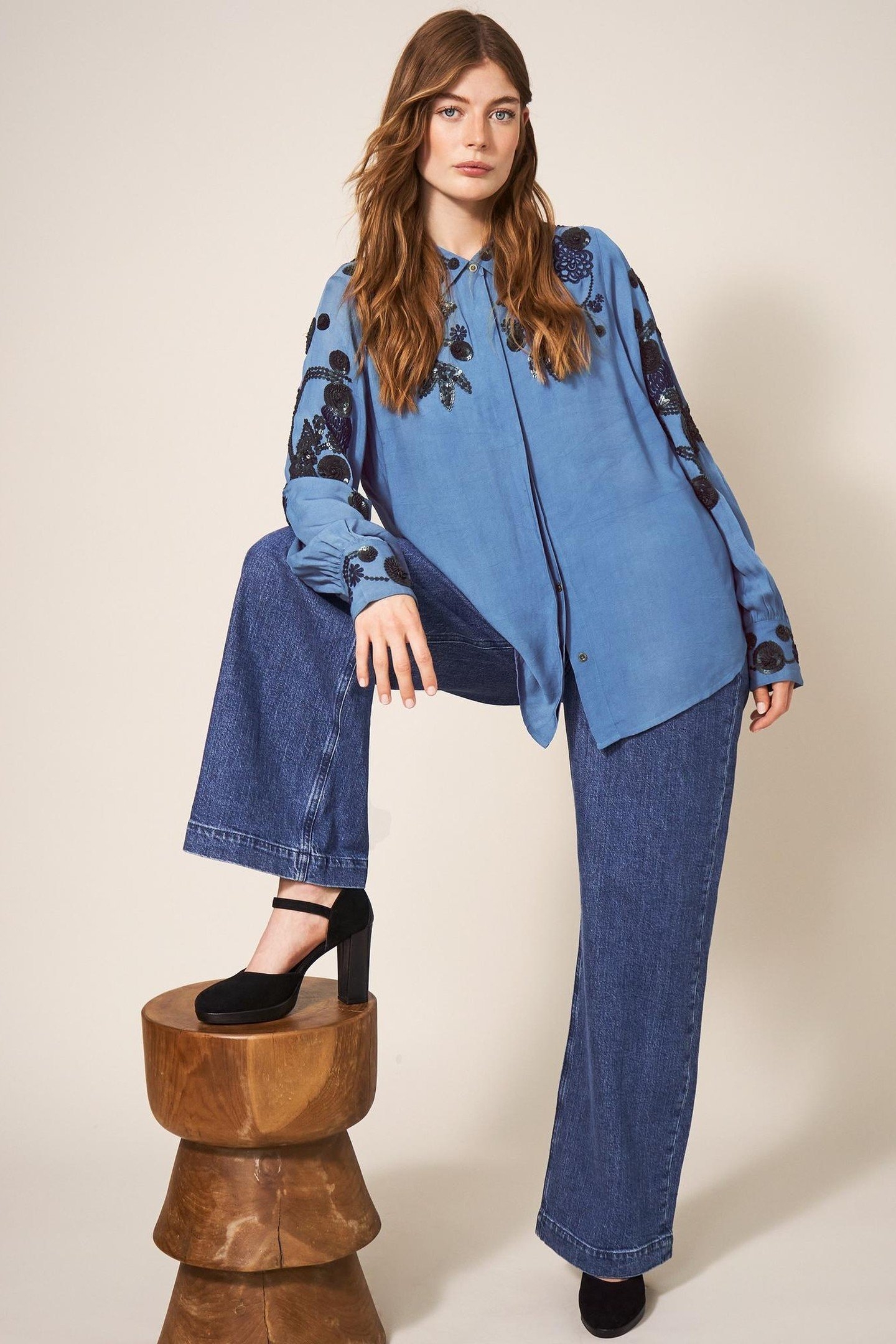 ARDEN SEQUIN SHIRT BLUE MULTI 1