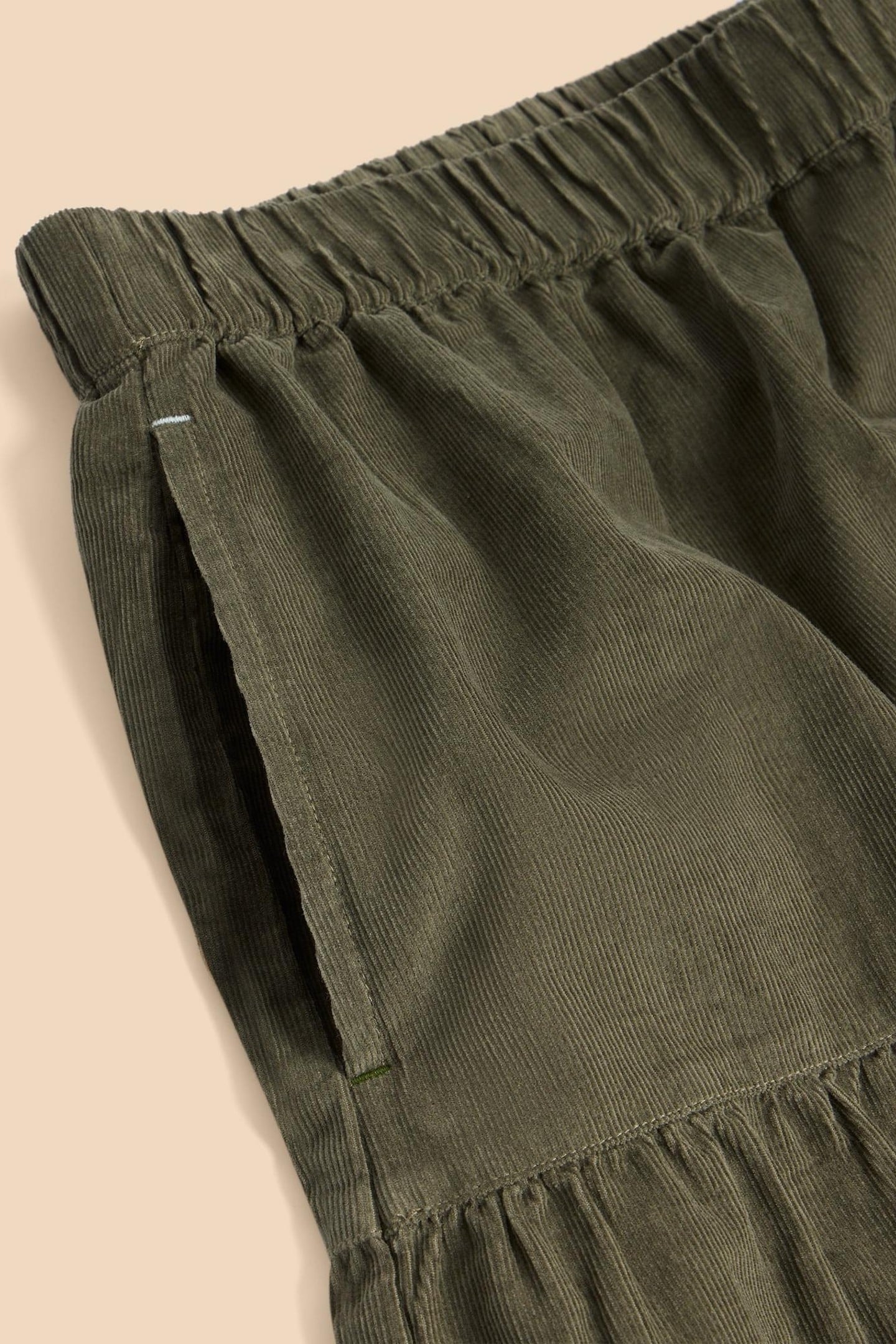 JADE TIERED CORD SKIRT KHAKI GREEN 3