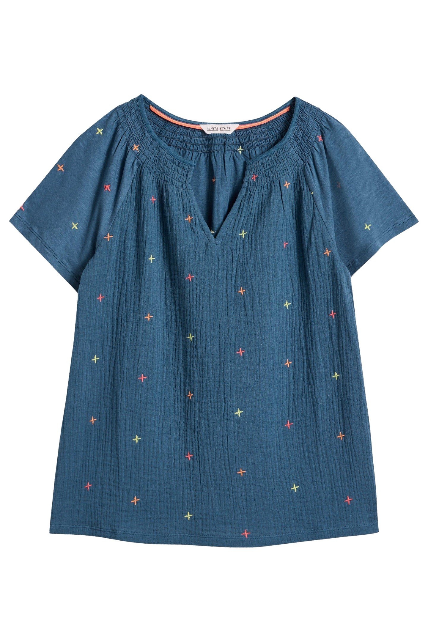 LUELLA EMBROIDERED TOP NAVY MULTI 3