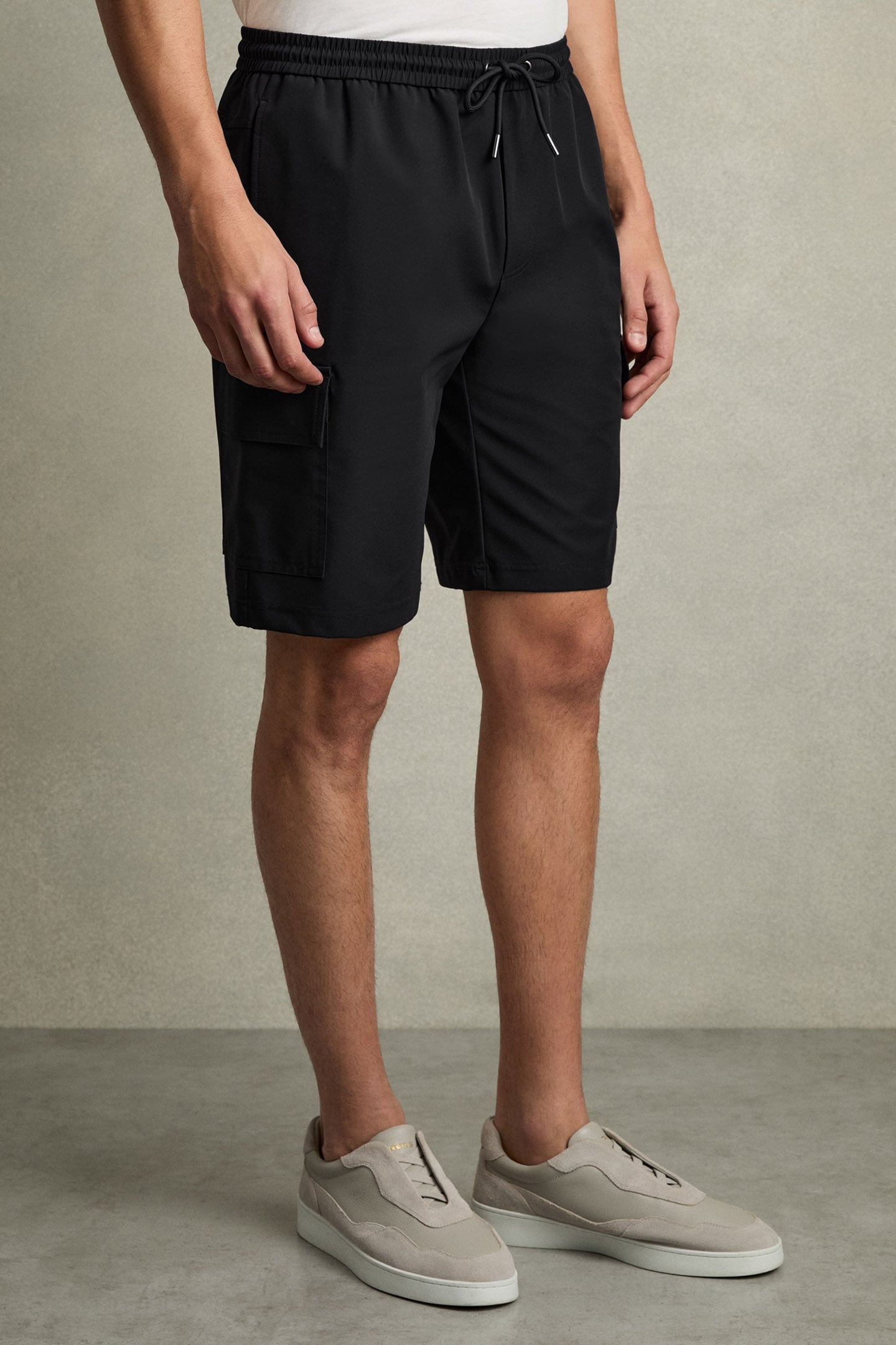 RELAXED DRAWSTRING TECHINCAL CARGO SHORT NAVY 1