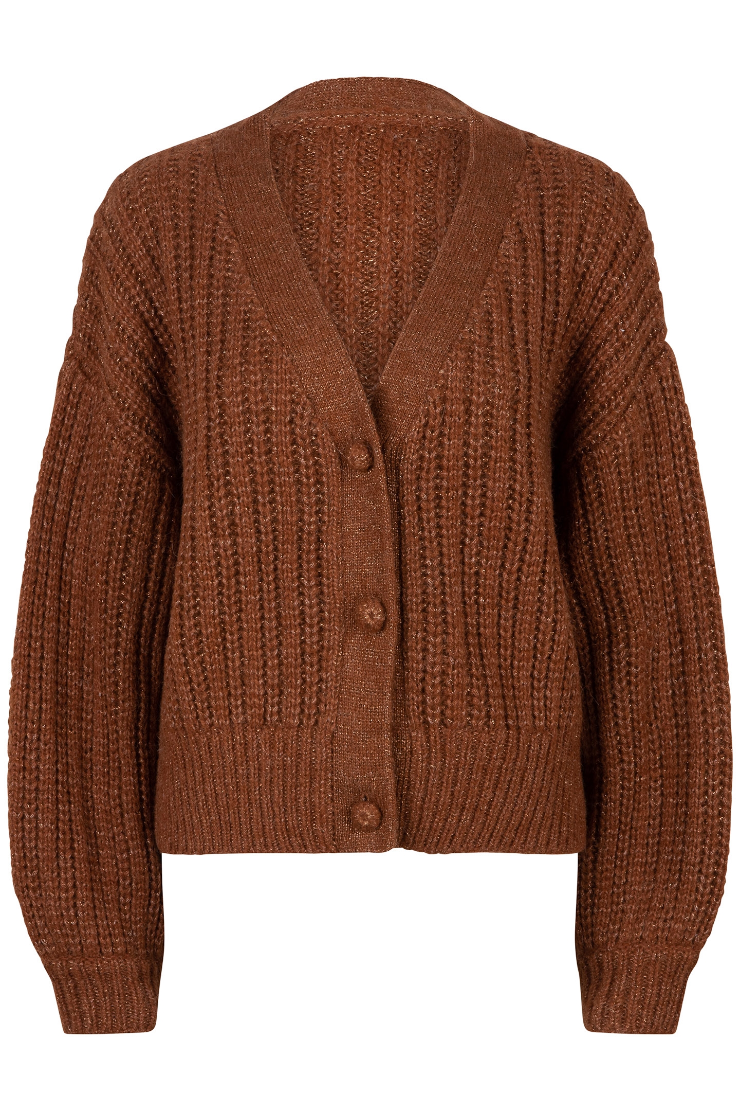 CARDIGAN CHUNKY KNIT LUREX BROWN 3