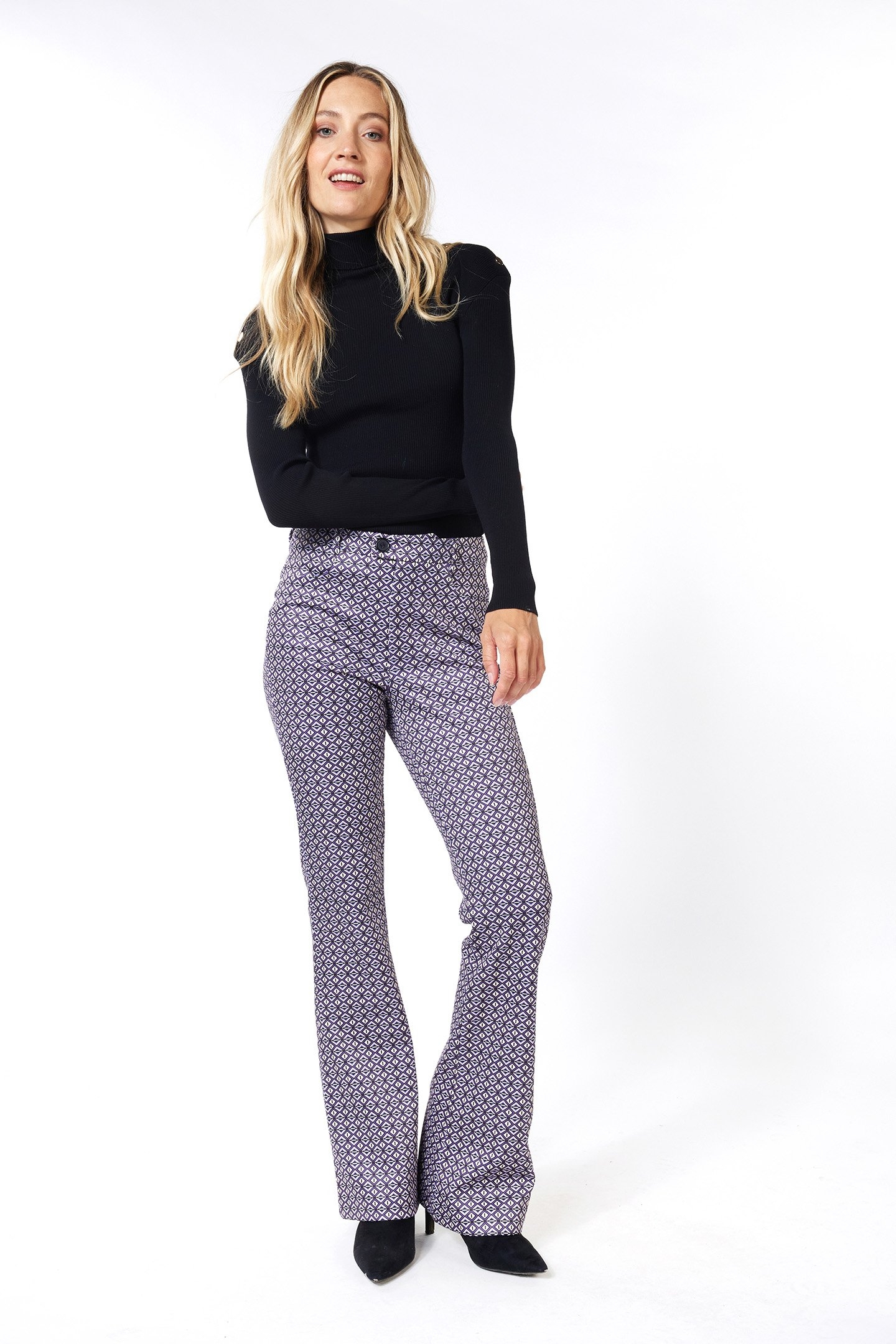 TROUSERS FLAIR GRAPHIC EARTH PRINT 2