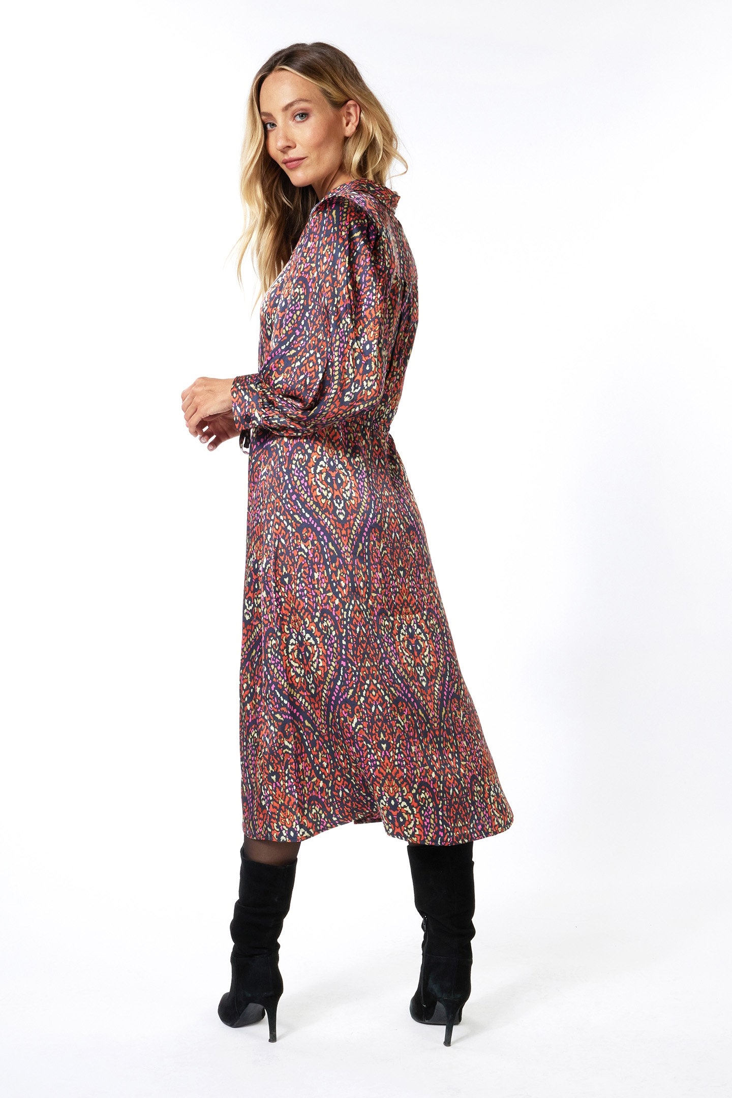 DRESS LONG SATEEN REWILDING PRINT 3