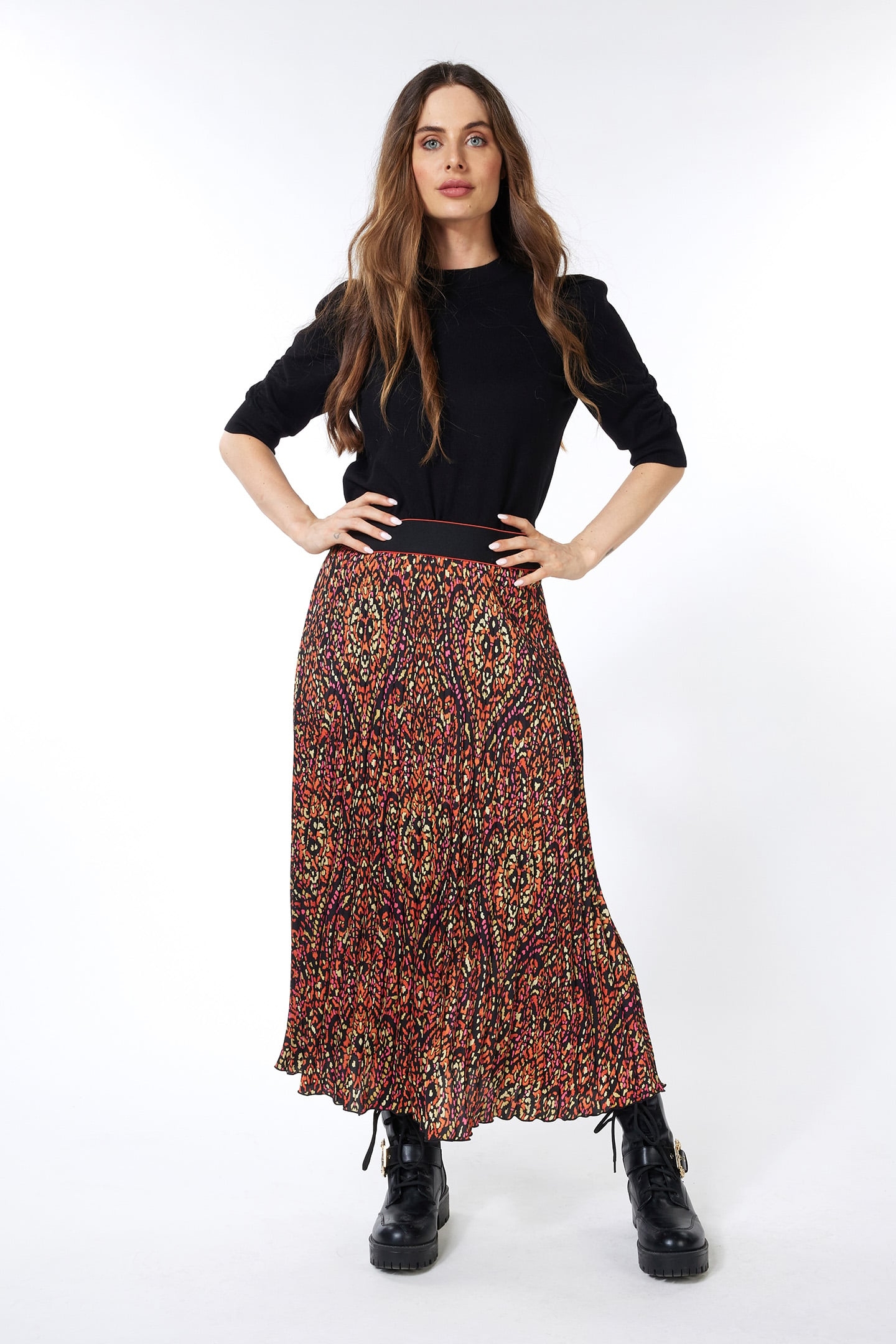 SKIRT PLISSE SATEEN REWILDING PRINT 2