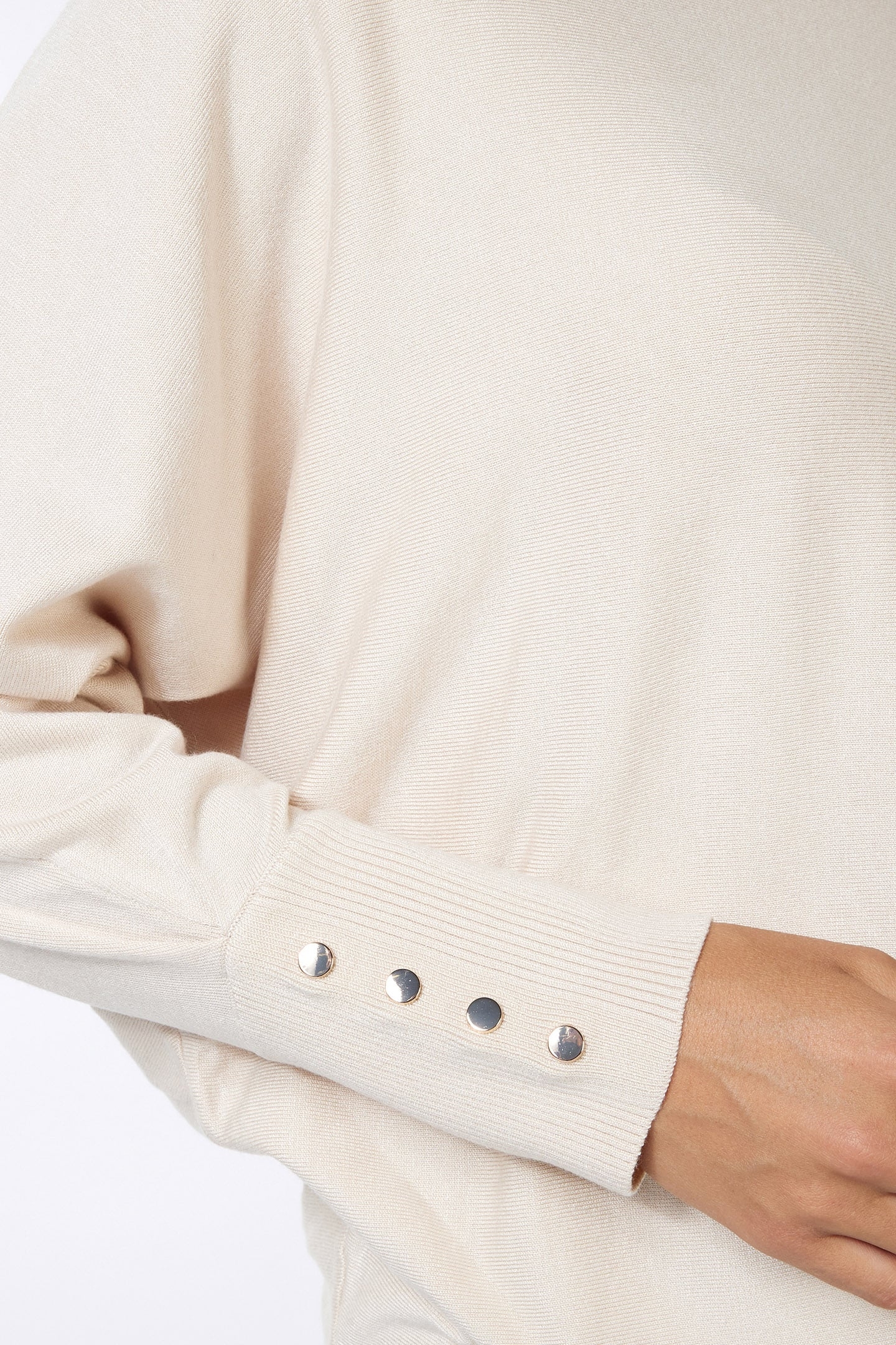 SWEATER BATWING BUTTONED CUFF LIGHT SAND 8