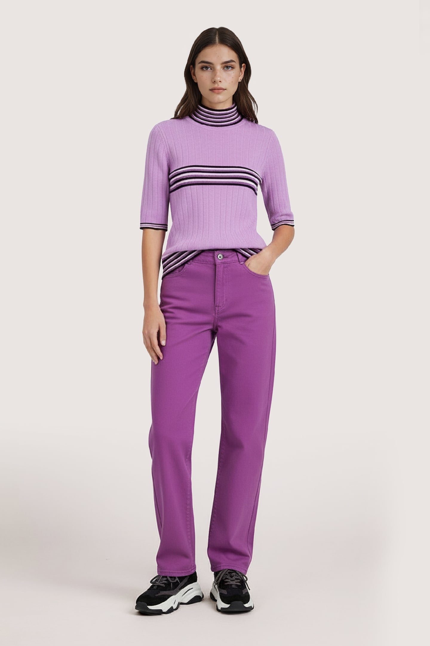 TROUSERS COLORED DENIM STRAIGHT FIT VIOLET 2
