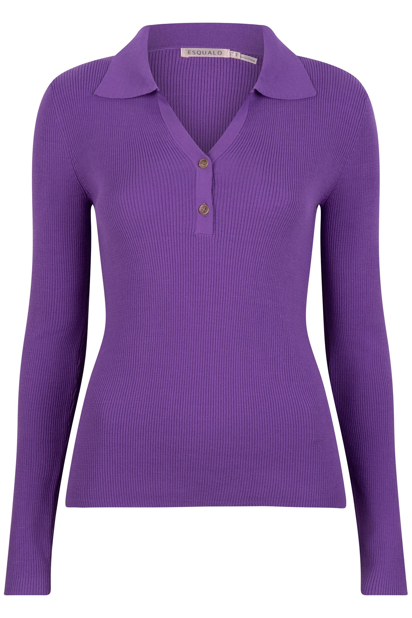 SWEATER POLO COLLAR LONG SLVE DEEP LAVENDER 4