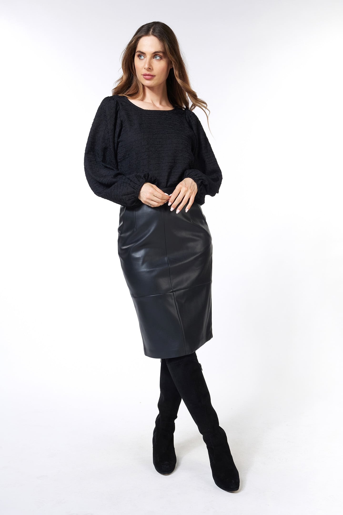 BLOUSE R-NECK BLACK 2