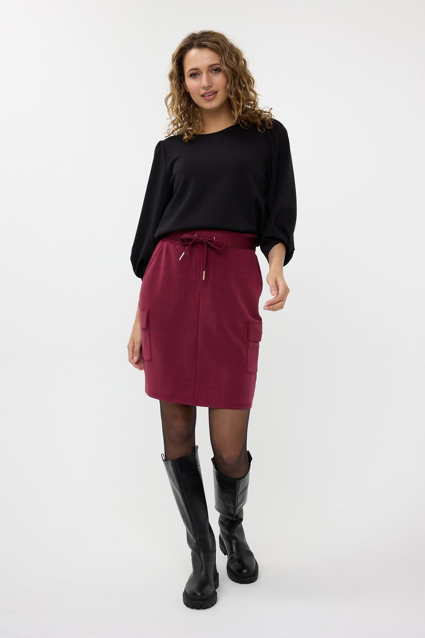 SKIRT CARGO MODAL WINE RED 2