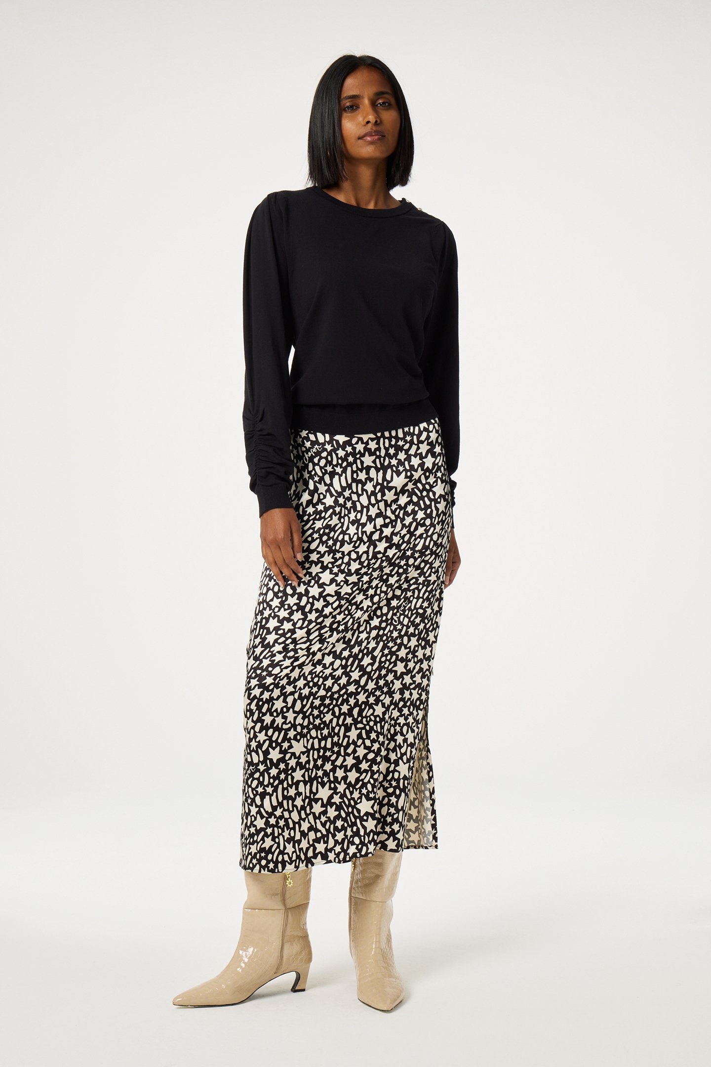 LAURIE SKIRT BLACK/CREME BRULEE 2