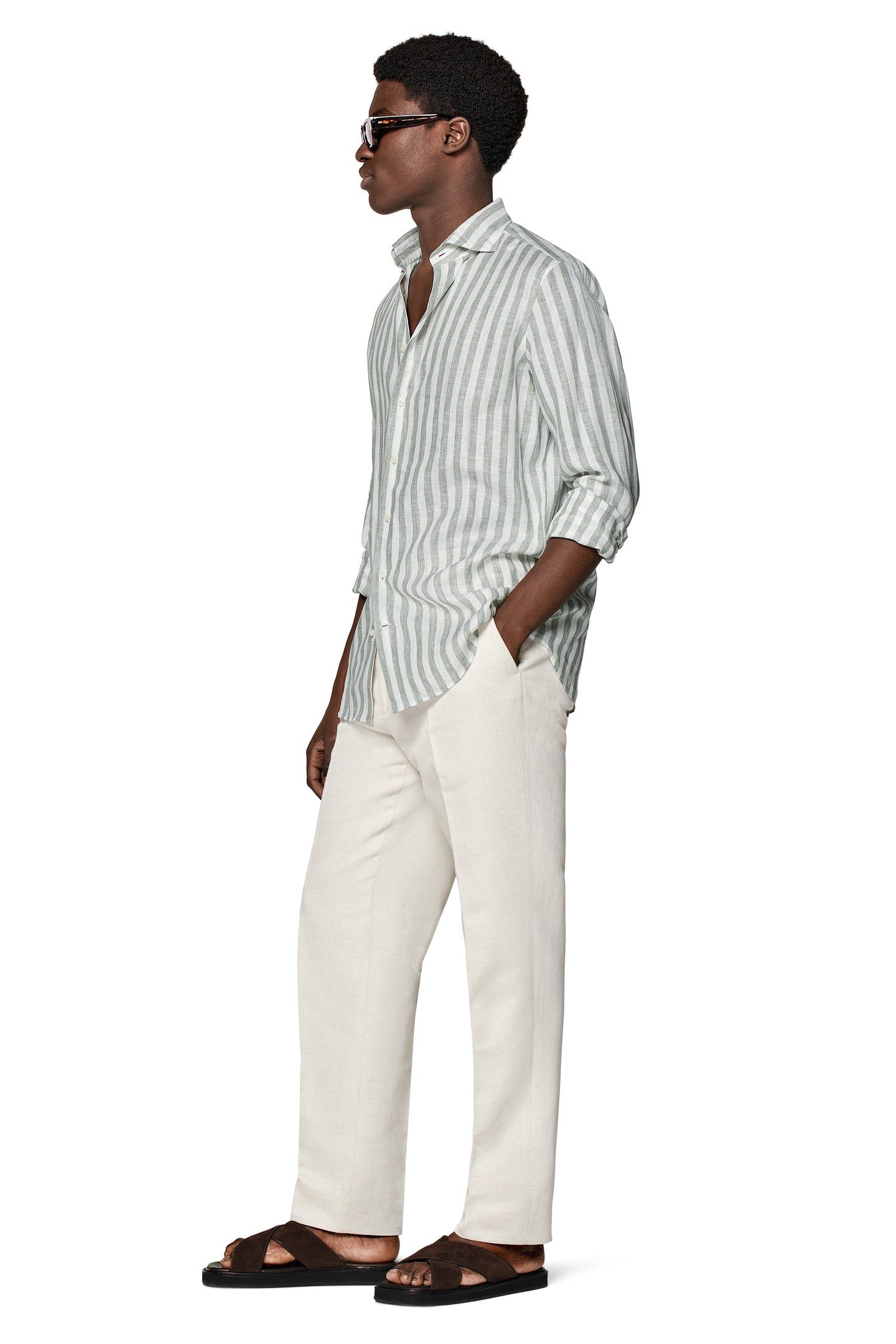 PURE LINEN GREEN STRIPE LIGHT GREEN 4