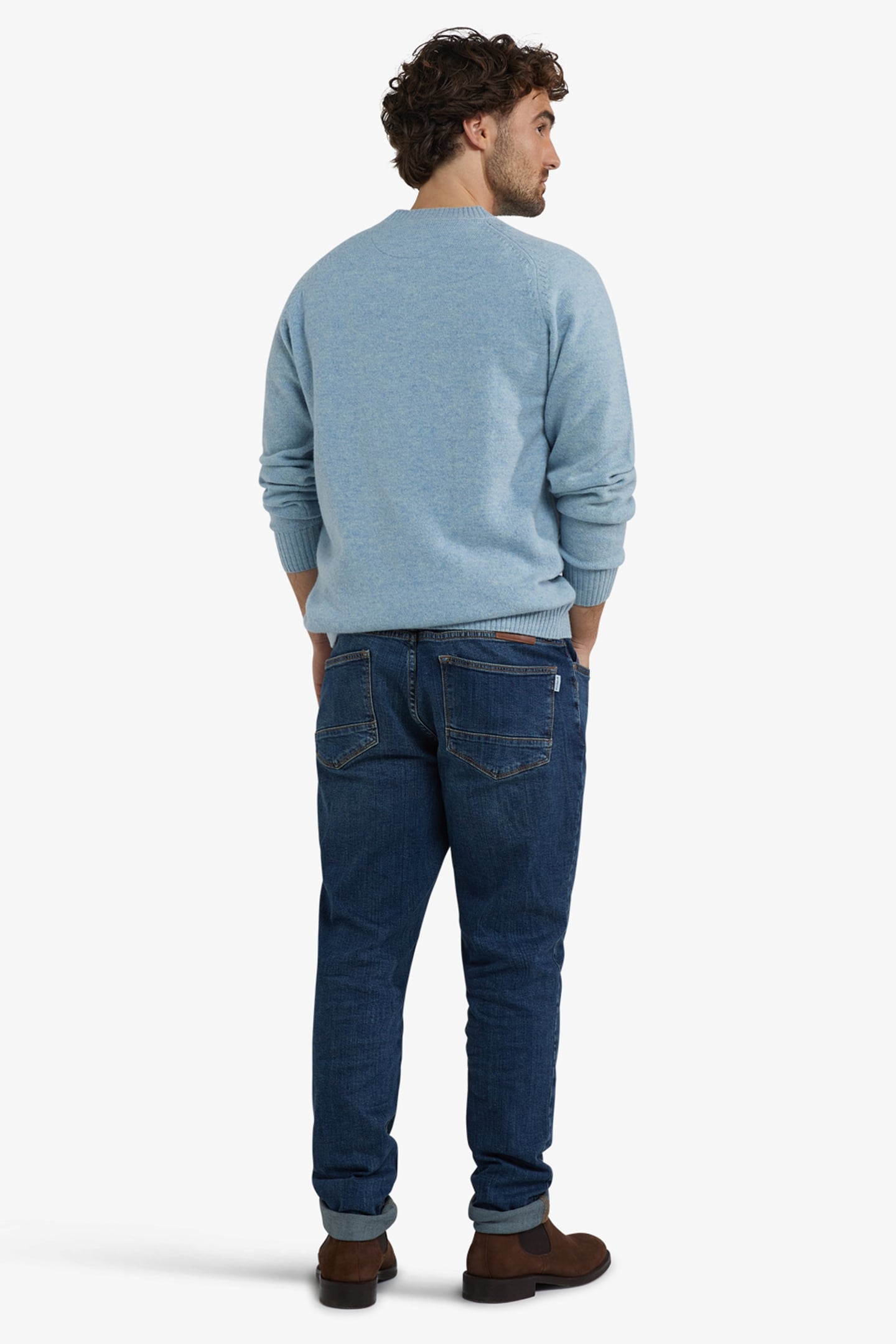 LAMBSWOOL CREW NECK SWEATER ICE BLUE 3