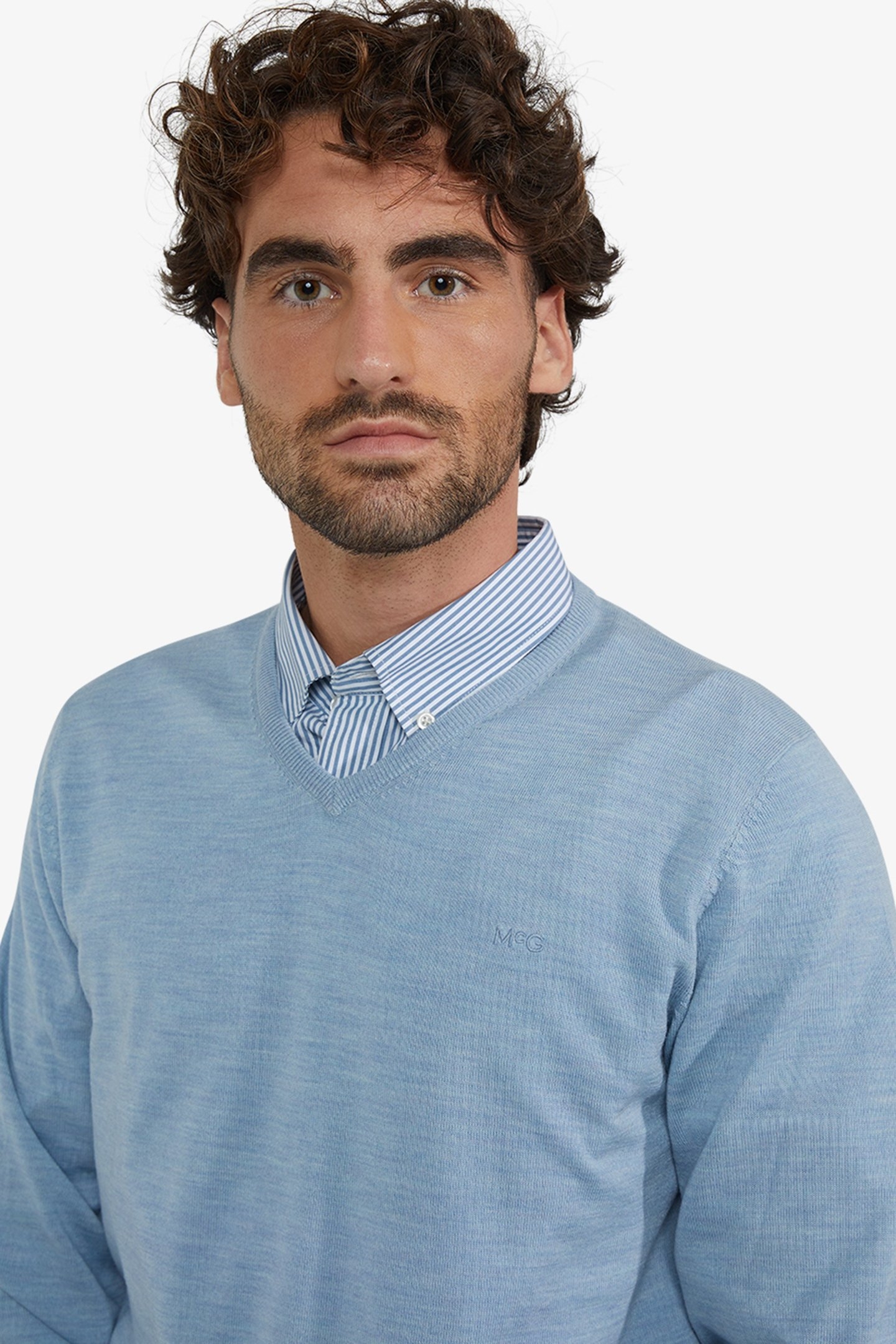 FINE MERINO V-NECK SWEATER LIGHT BLUE 4