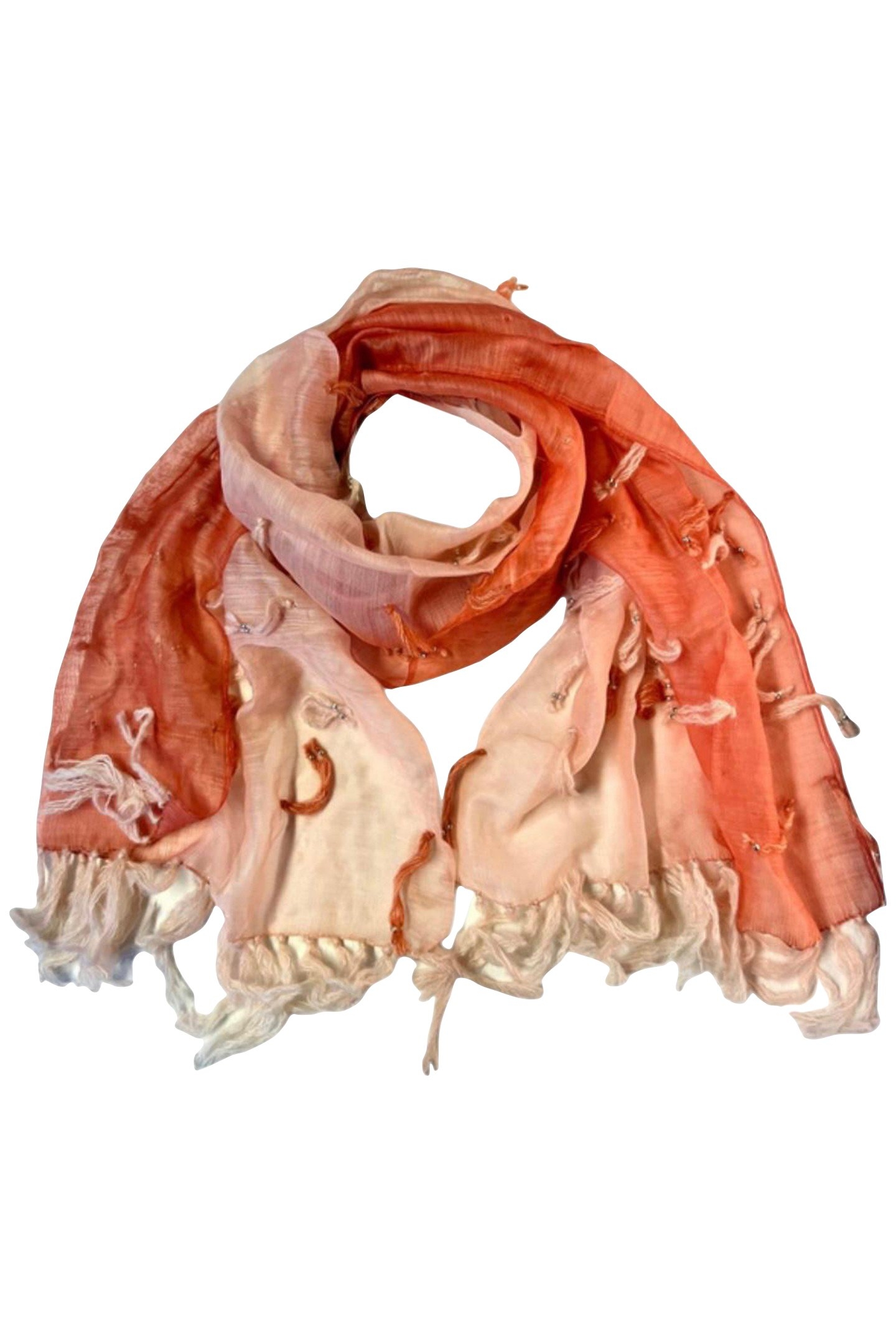 SCARF OBLONG FRINGES 003 PEACH 1
