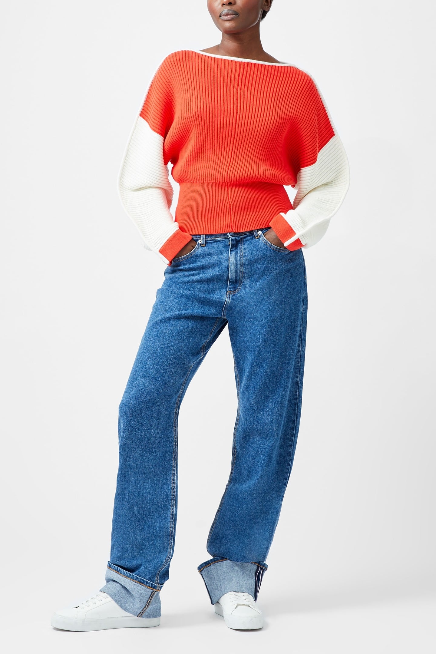 LILY DROP SHOULDER JUMPER SCARLET RED/PORCELAI 1