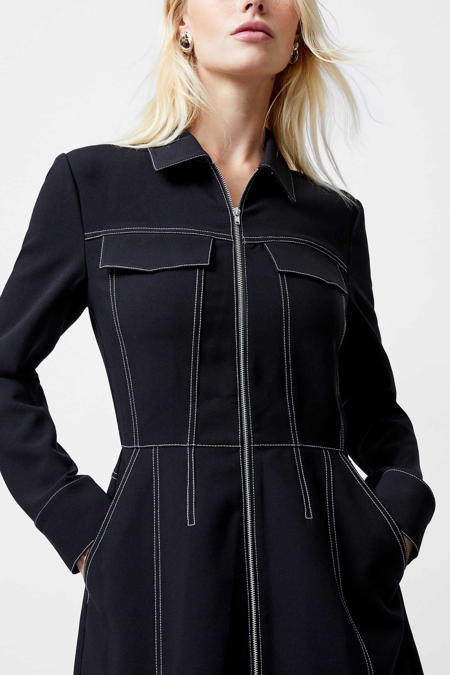 AZRA TWILL MINI DRESS UNLINED BLACK 6