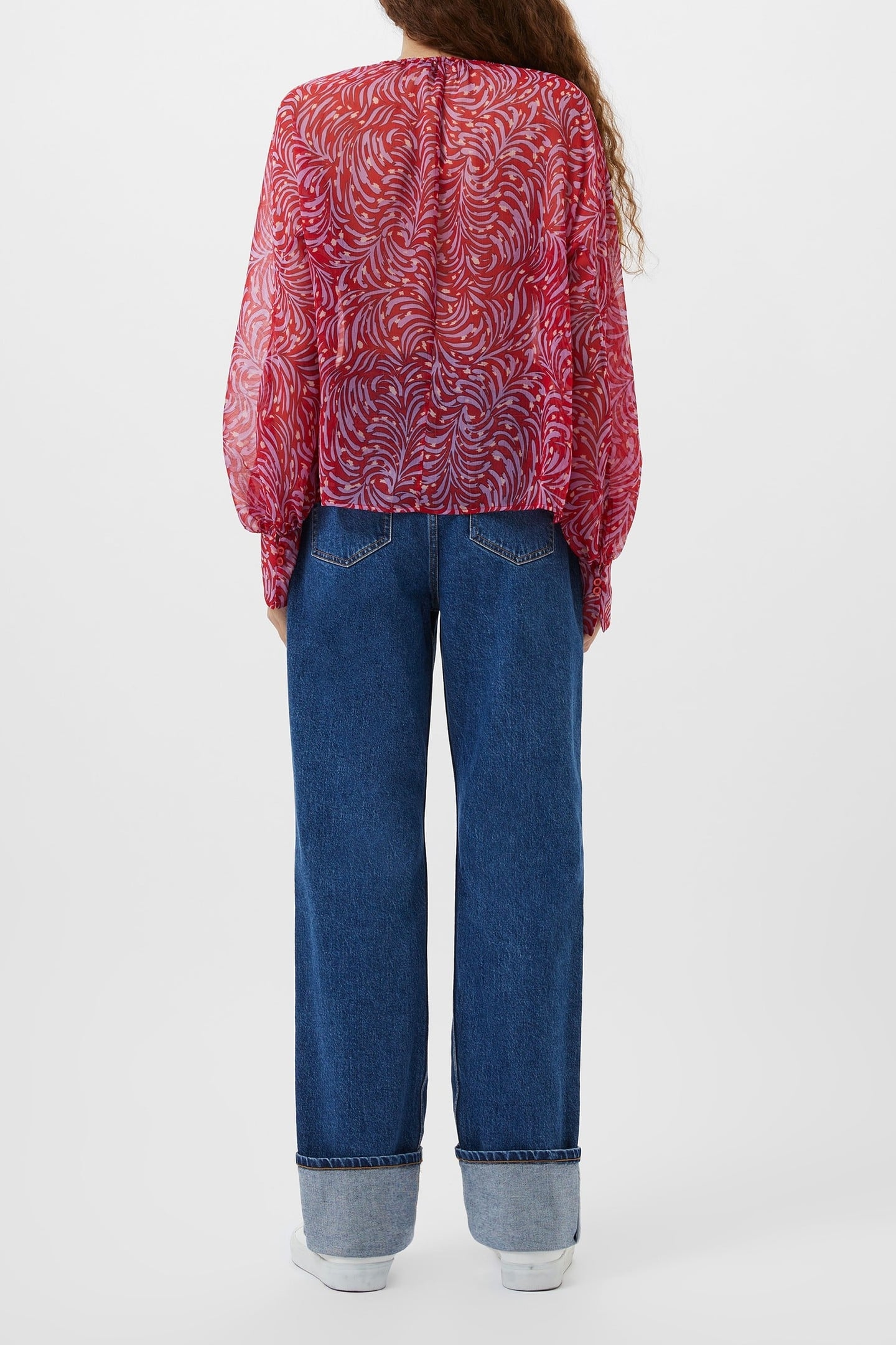 AMY CHIFFON L/S TOP SCARLET RED MULTI 3