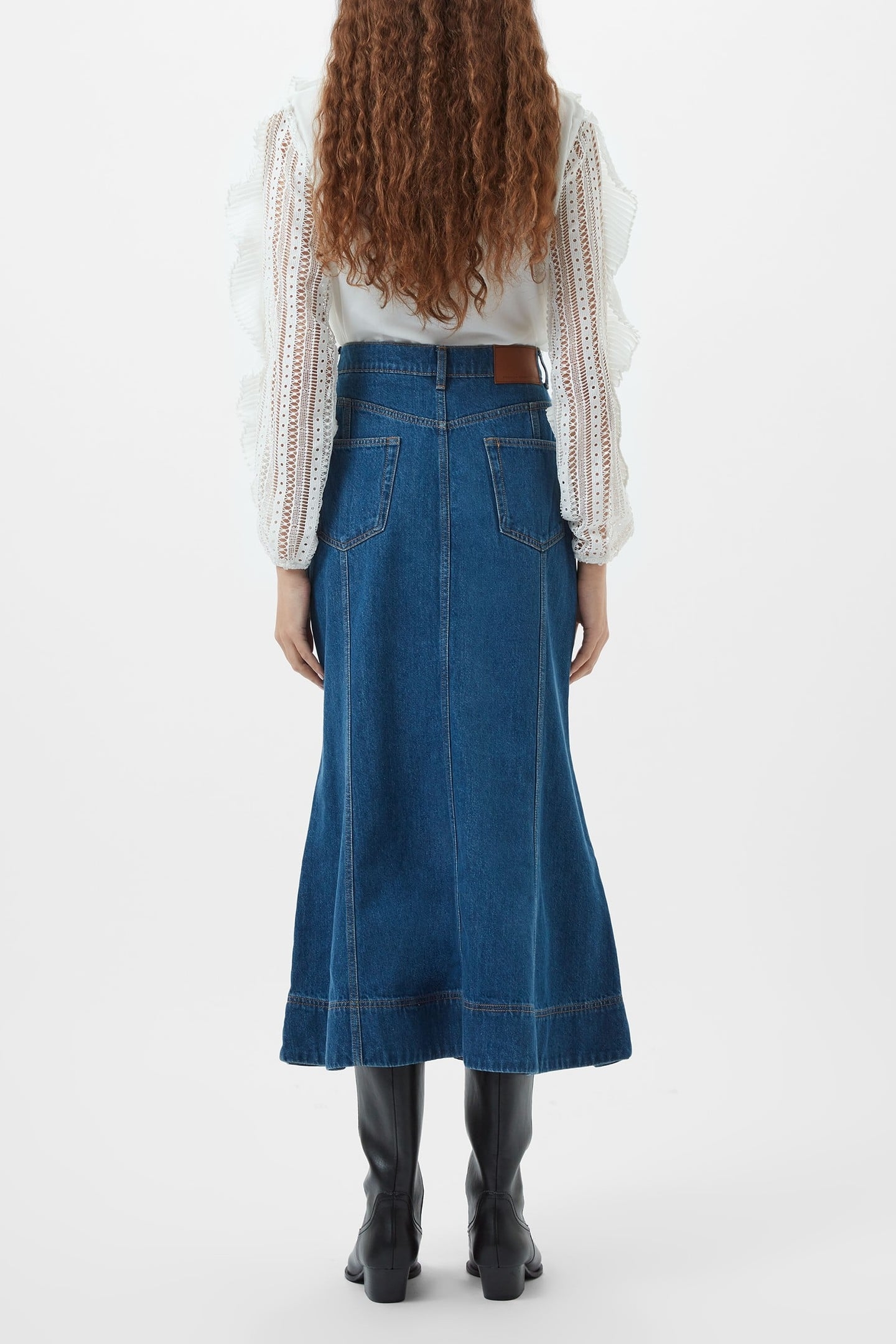 DENVER DENIM FLARE MIDI SKIRT VINTAGE BLUE 2