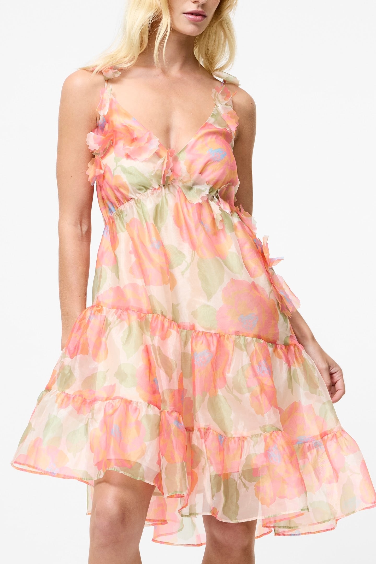 JASMINE ORGANZA HALTER NK DRES ORANGE MULTI 1