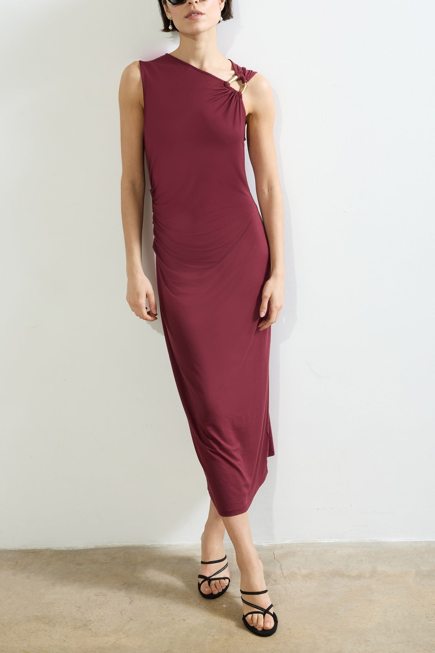 SIA JERSEY MIDI DRESS SUMMER BURGUNDY 1