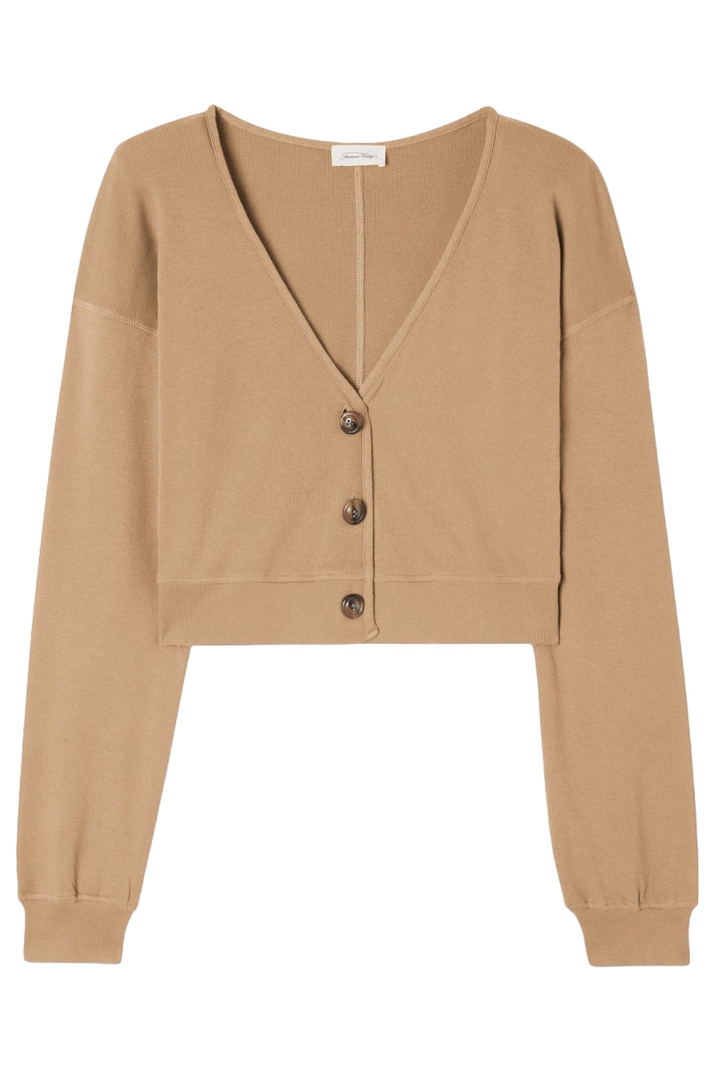 LONG-SLEEVED V-NECK BUTTON-DOWN VEST PRALINE 4