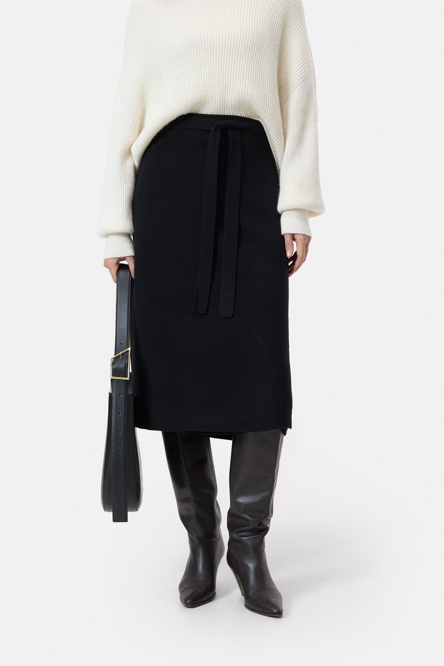 WOOL WRAP SKIRT BLACK 1
