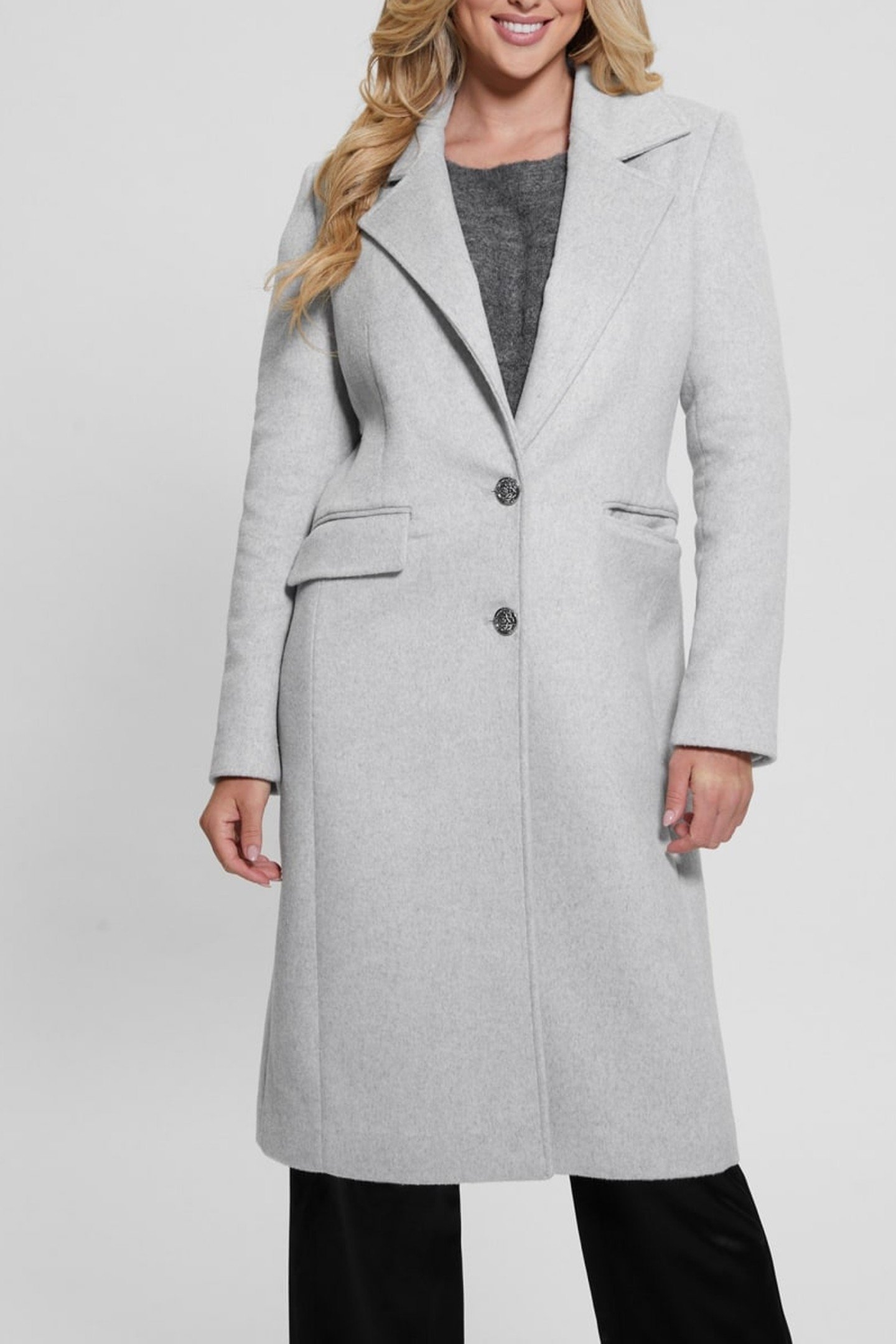 NANCY FIT COAT FAUX LIGHT MELANGE GREY M 8
