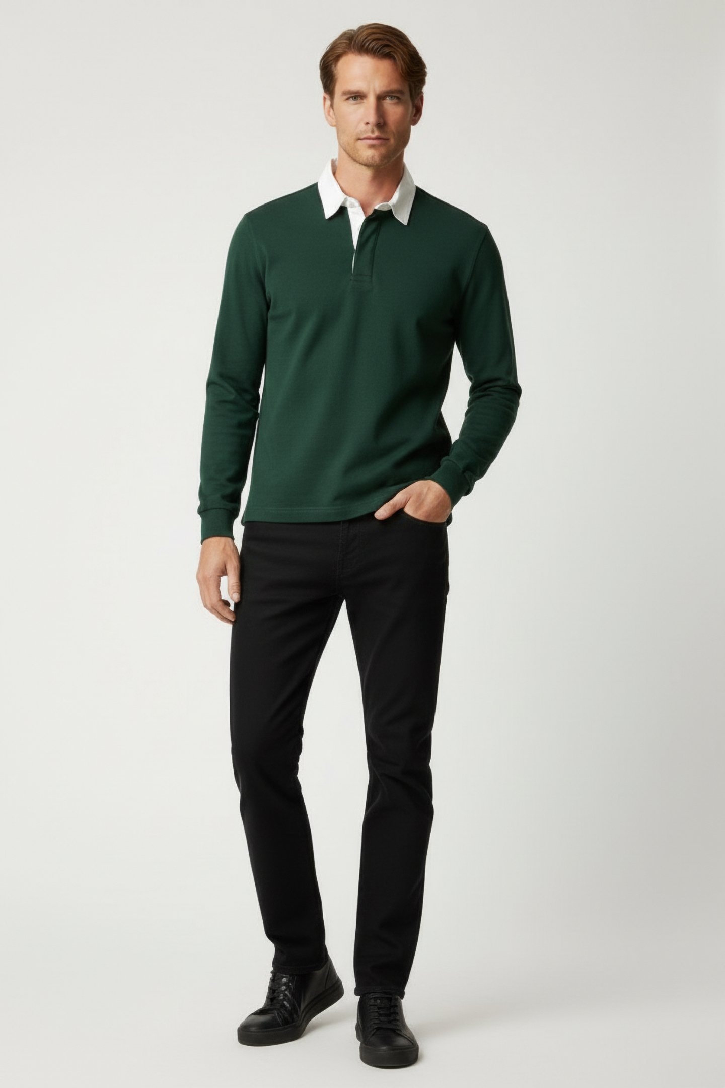 PERIALF LONG SLEEVE POLO URBAN GREEN 1