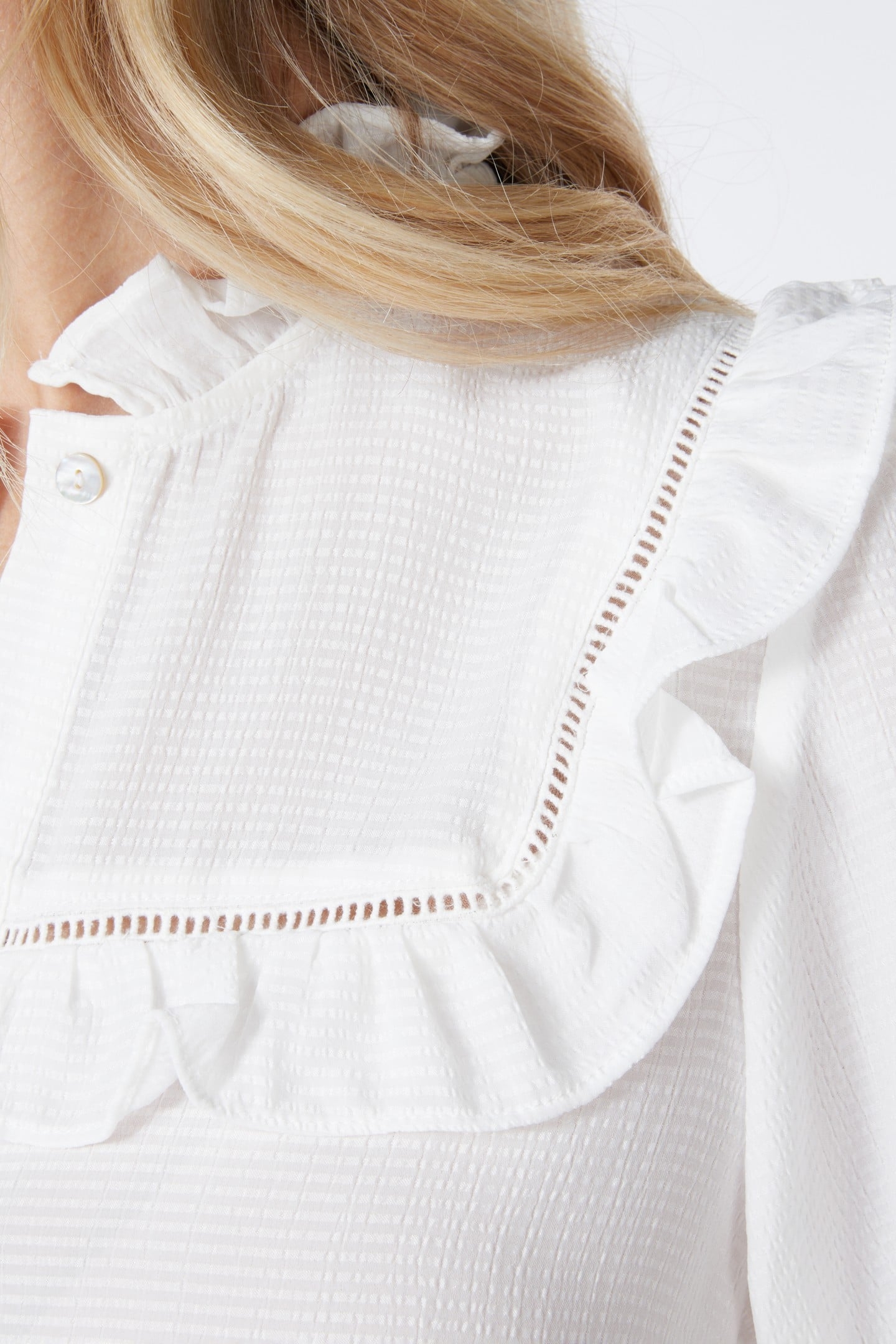 BLOUSE RUFFLES STRUCTURED FABRIC OFF WHITE 5