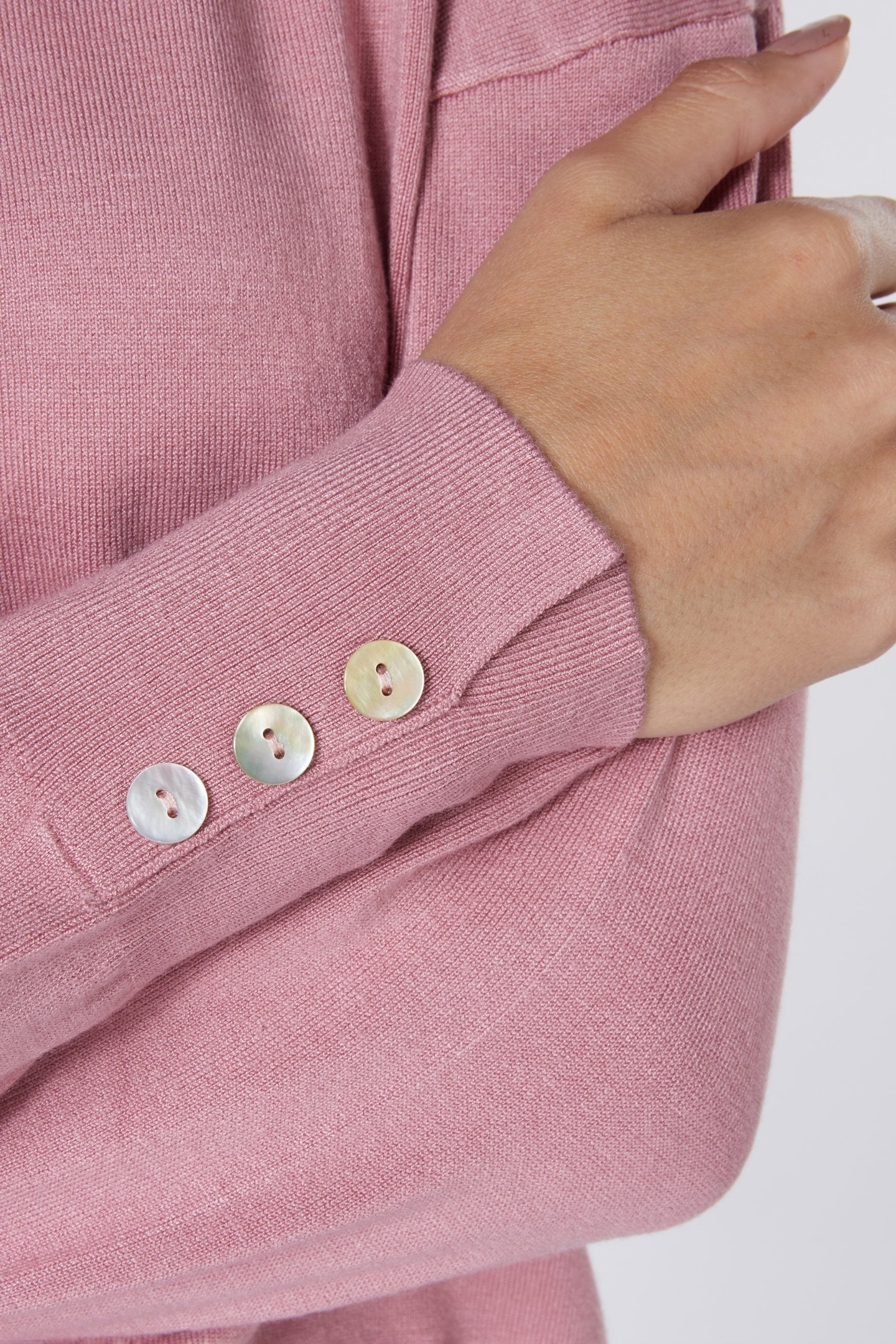 SWEATER BASIC BUTTON SLVE CUFF VINTAGE ROSE 5