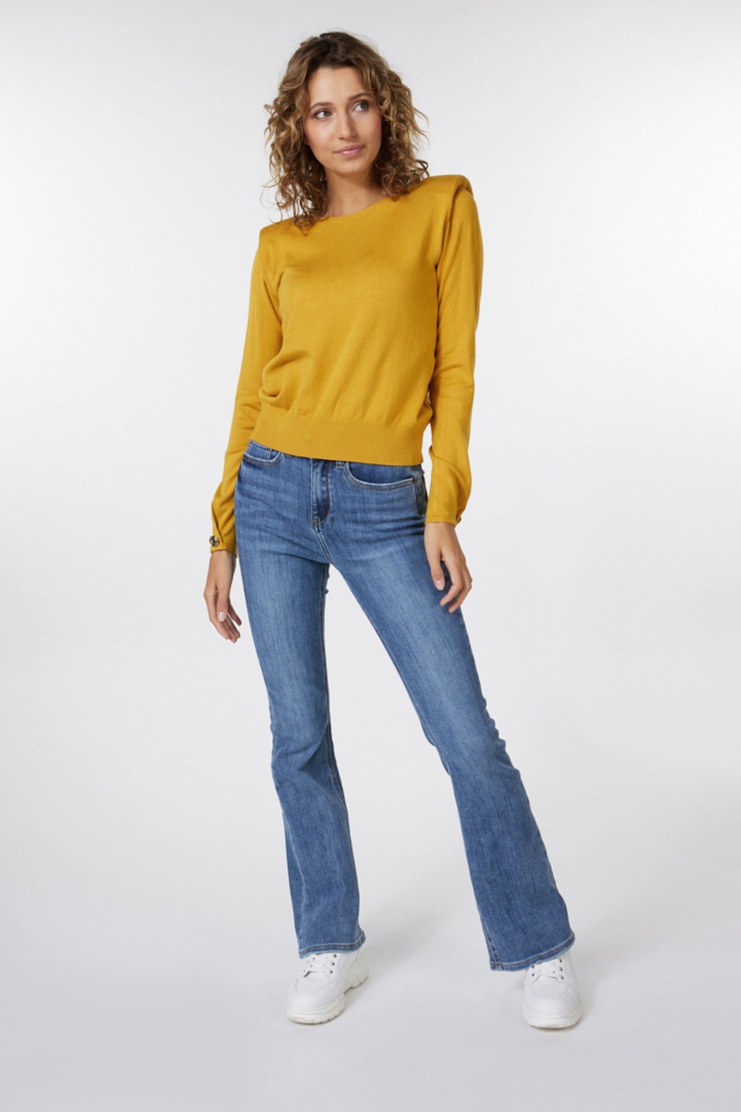 SWEATER BASIC SHOULDER PADS MUSTARD 1