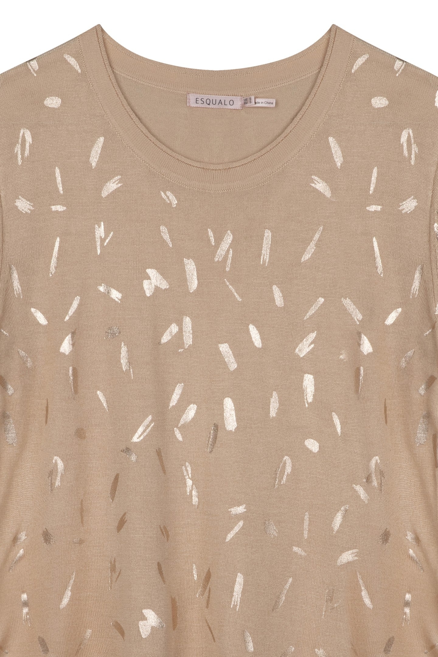 SWEATER FOIL PRINT S/SLV WARM SAND 3