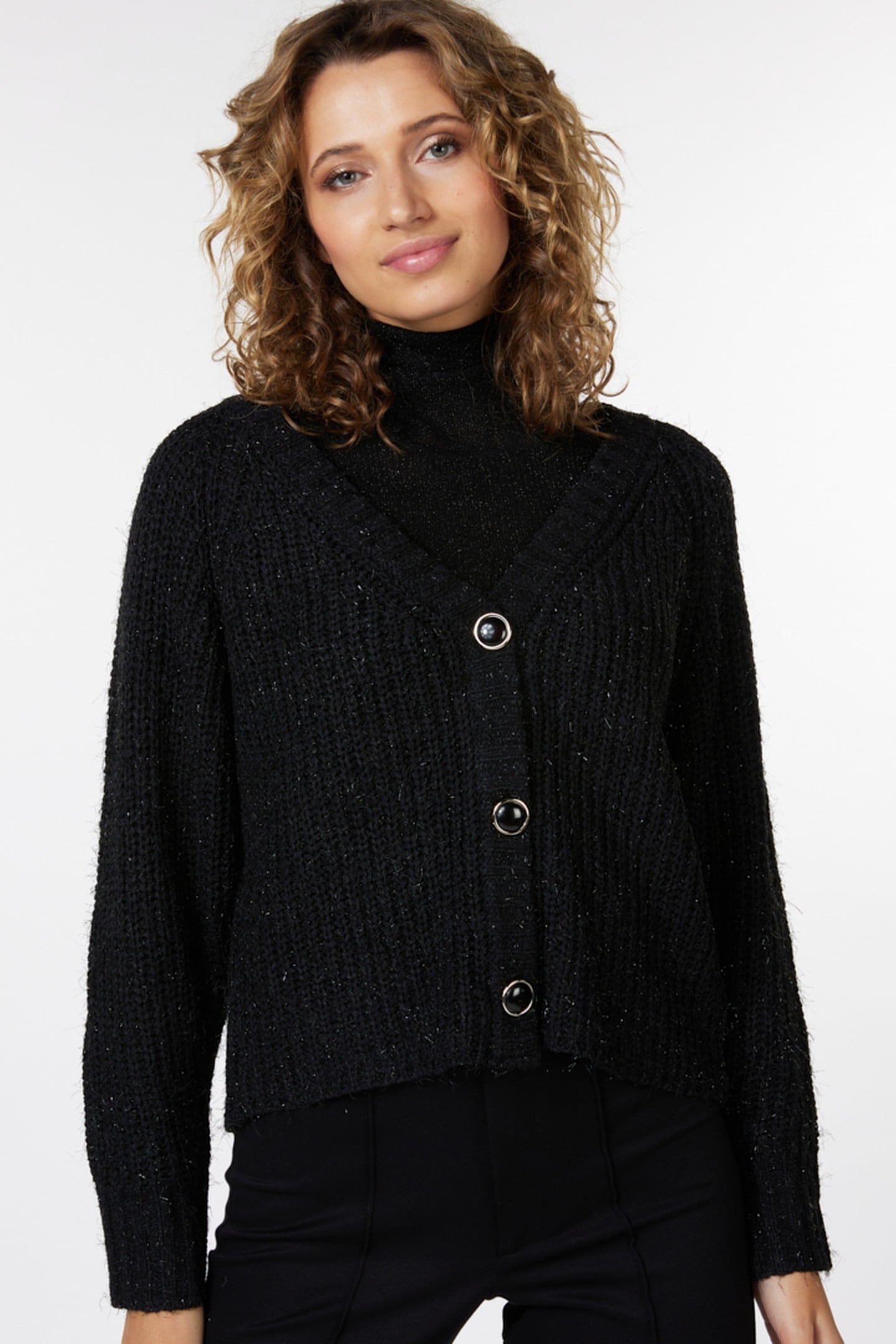 CARDIGAN COTTON LUREX BLACK 1