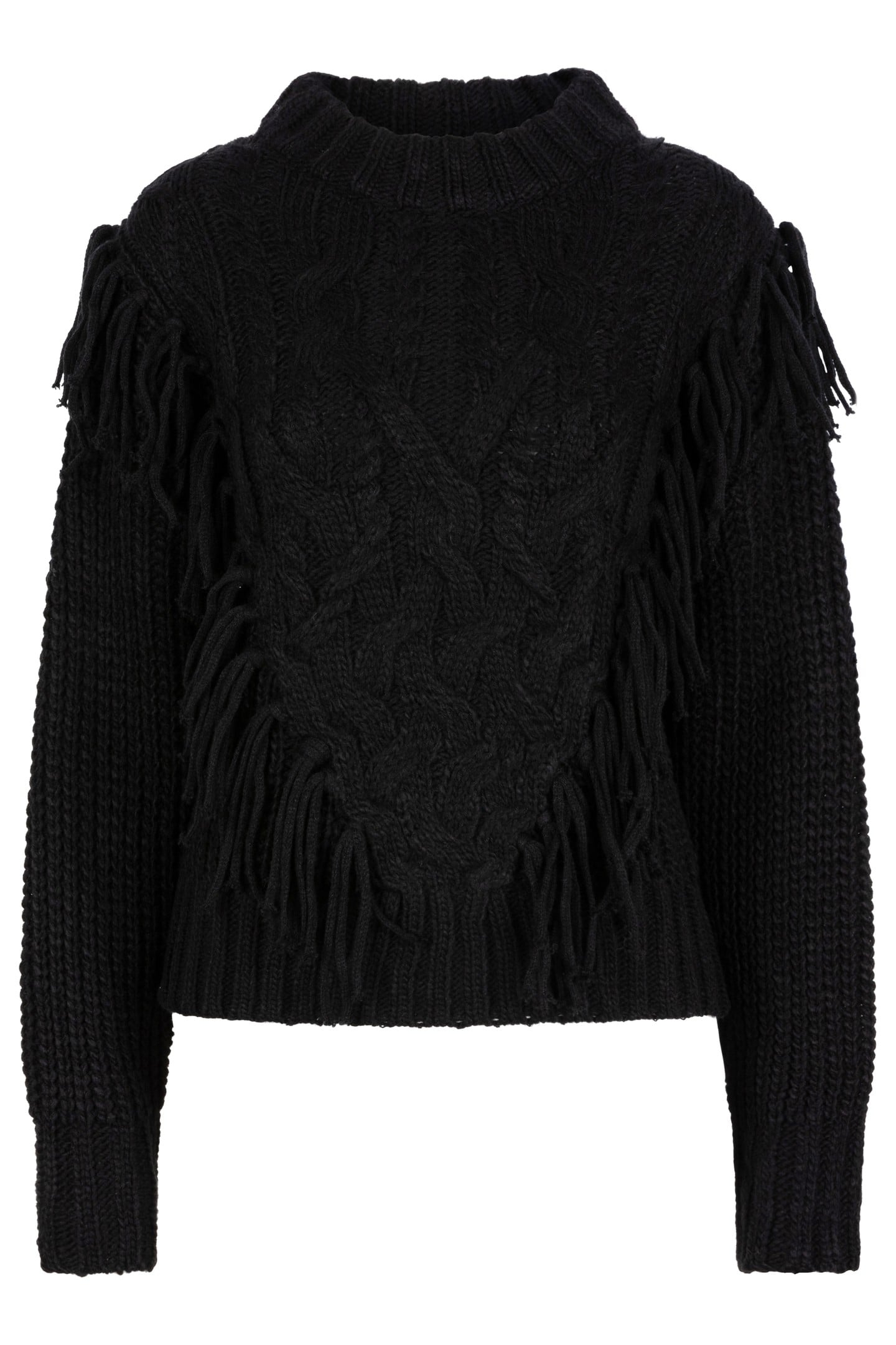 SWEATER CABLE FRINGES BLACK 5