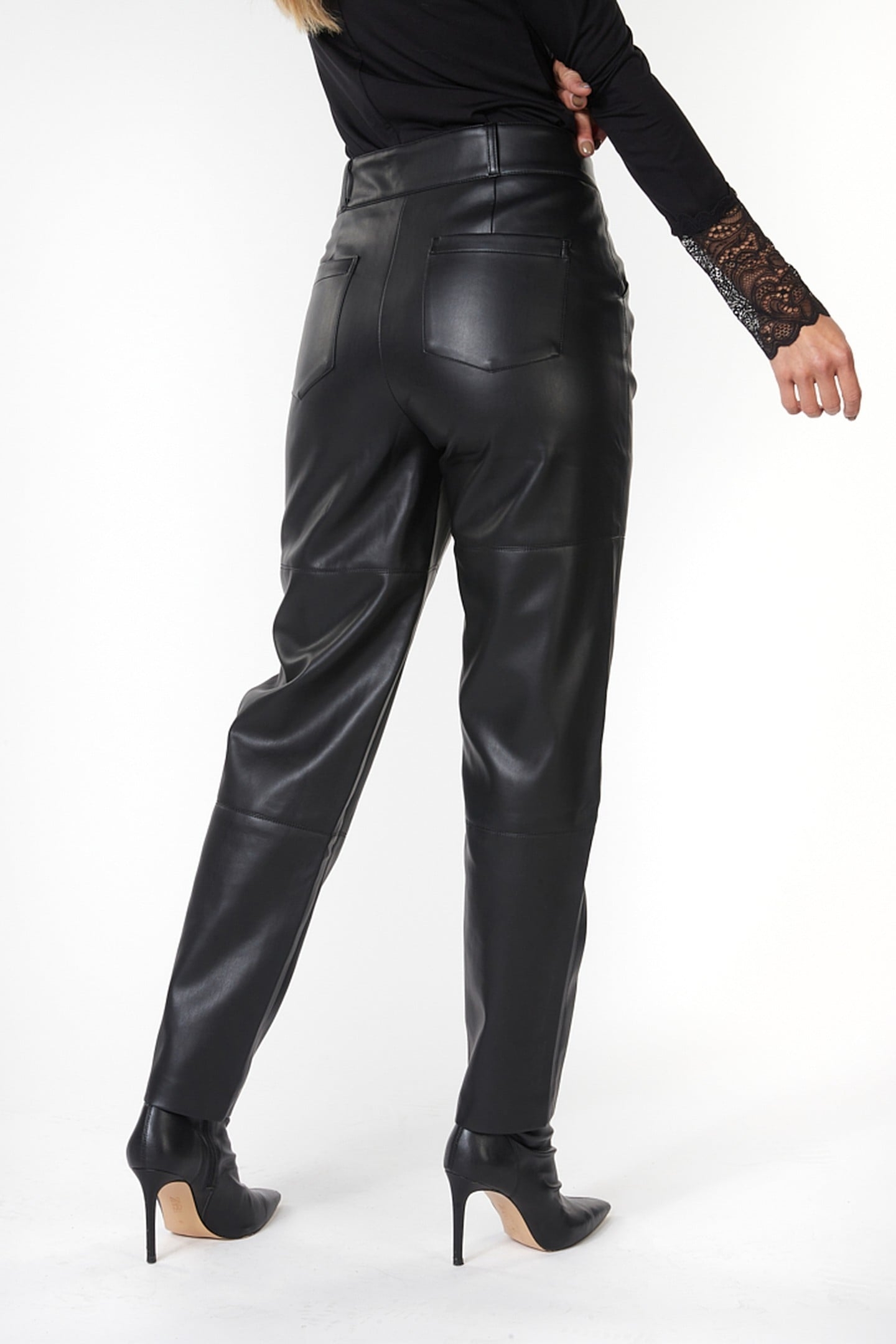 TROUSERS STRAIGHT PU BLACK 3