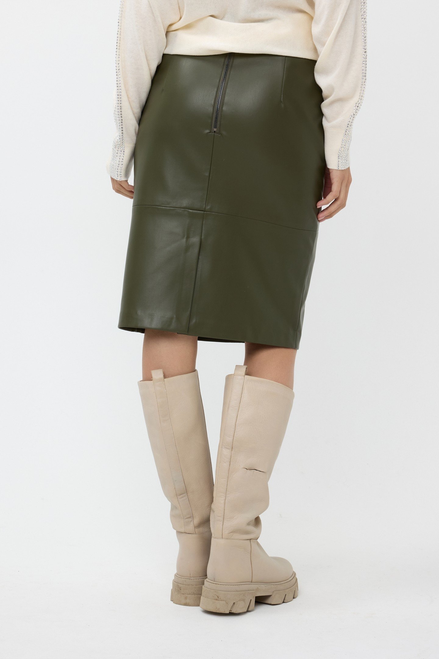 SKIRT PENCIL VEGAN LEATHER GREEN 3