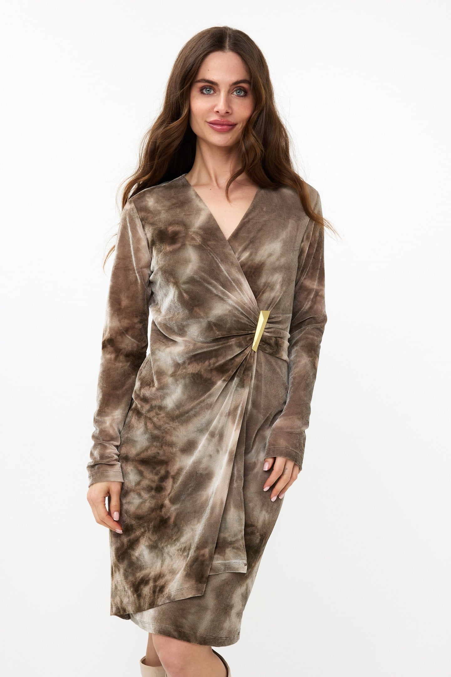 DRESS VELVET WRAP OVER PRINT 2