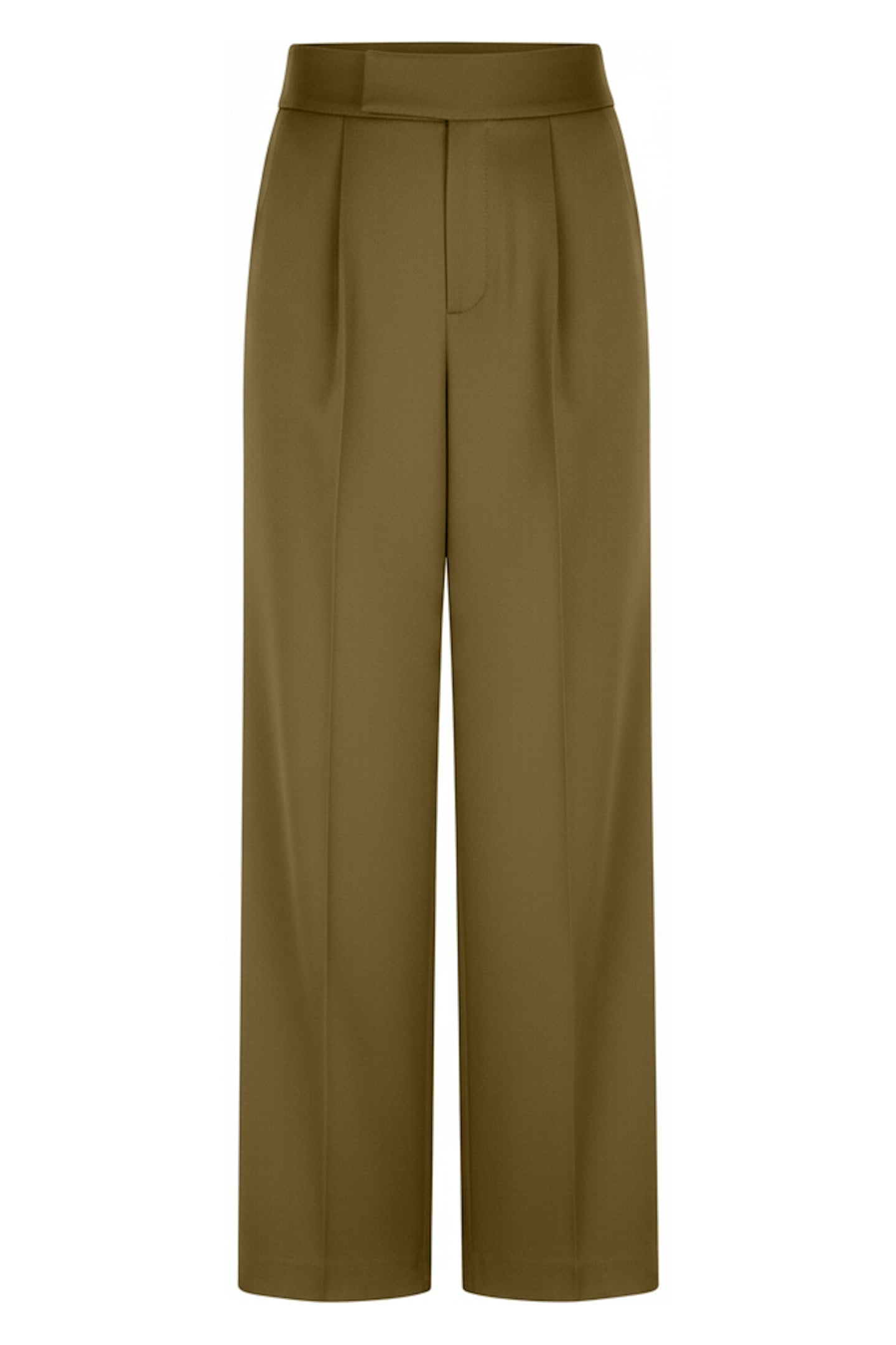 TROUSERS HIGH WAIST WIDE CITY MOSS GREEN 1