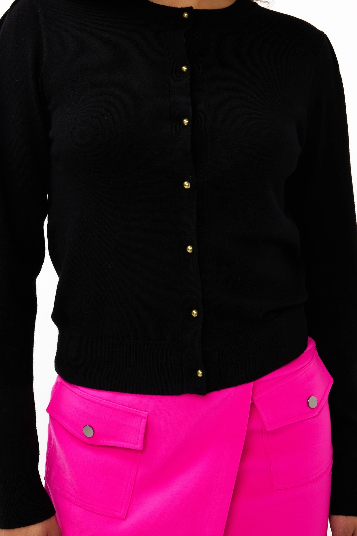 CARDIGAN PUFF SLVE BASIC KNIT BLACK 7